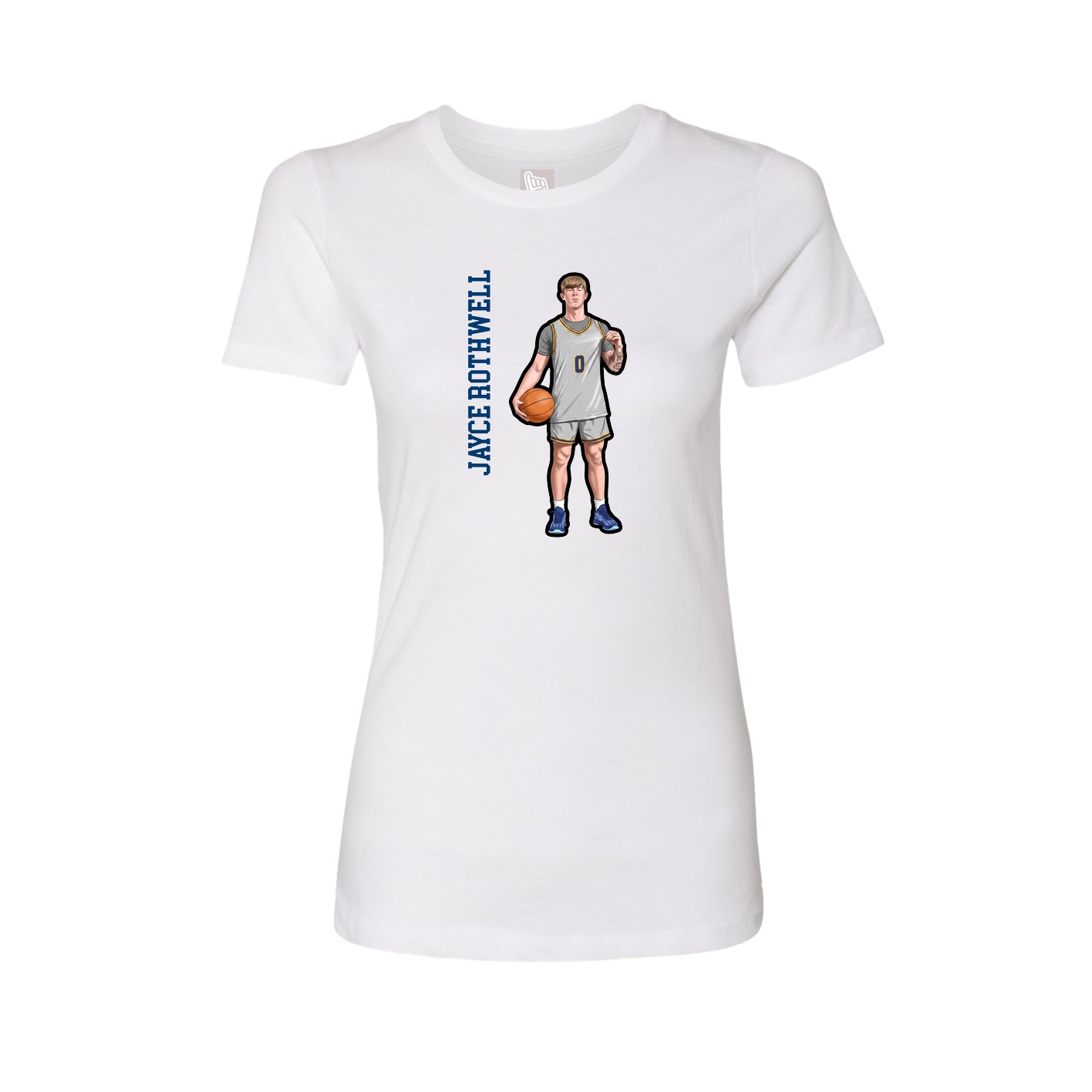Fitted Women's Tee — Name Vertical in White