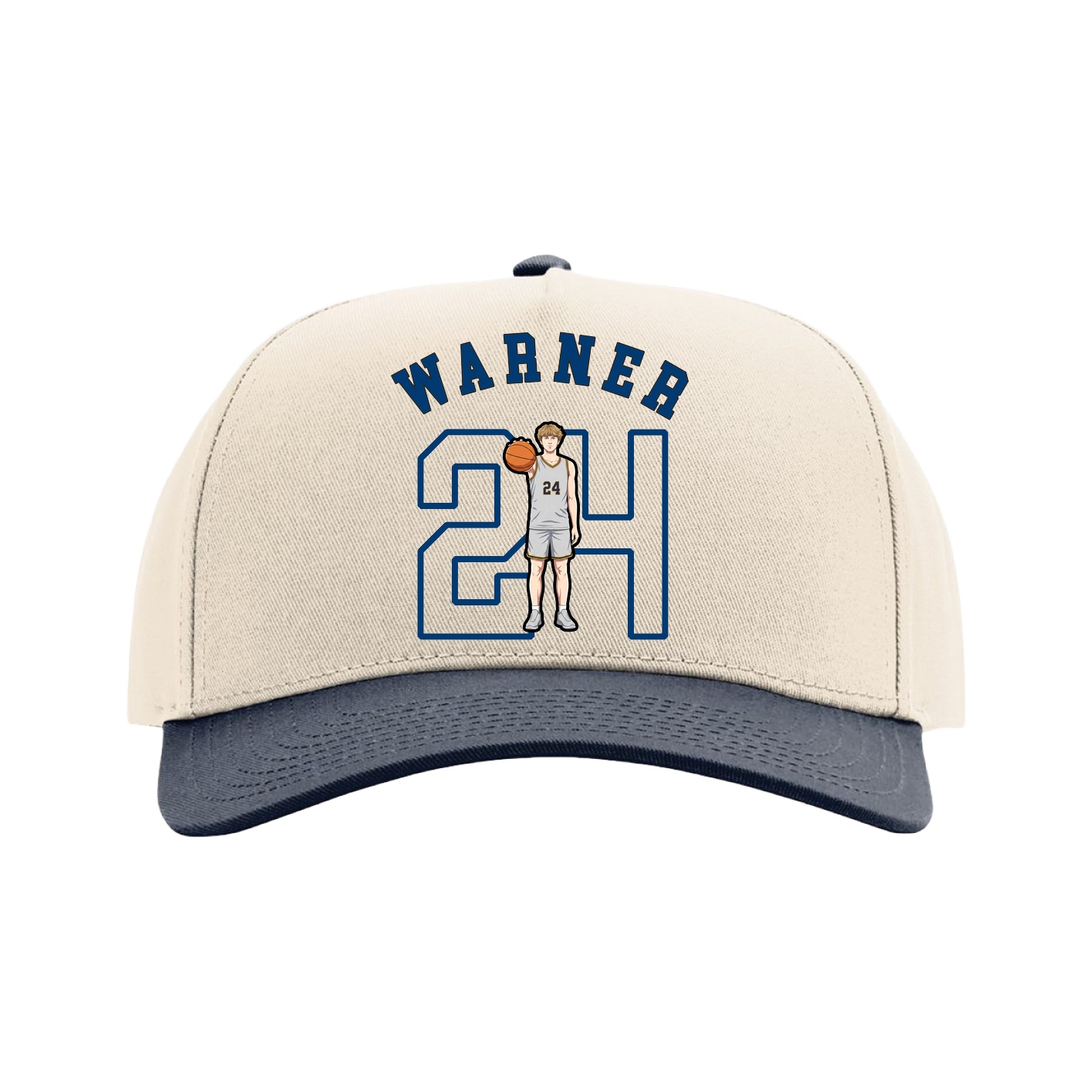 Full Fabric Five-Panel Champ Cap — Shirsey Arch in Cream/Navy