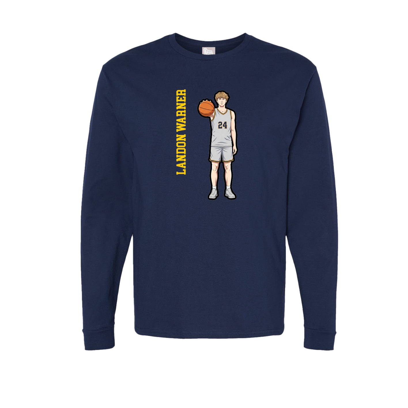 Long Sleeve Tee — Name Vertical in Navy