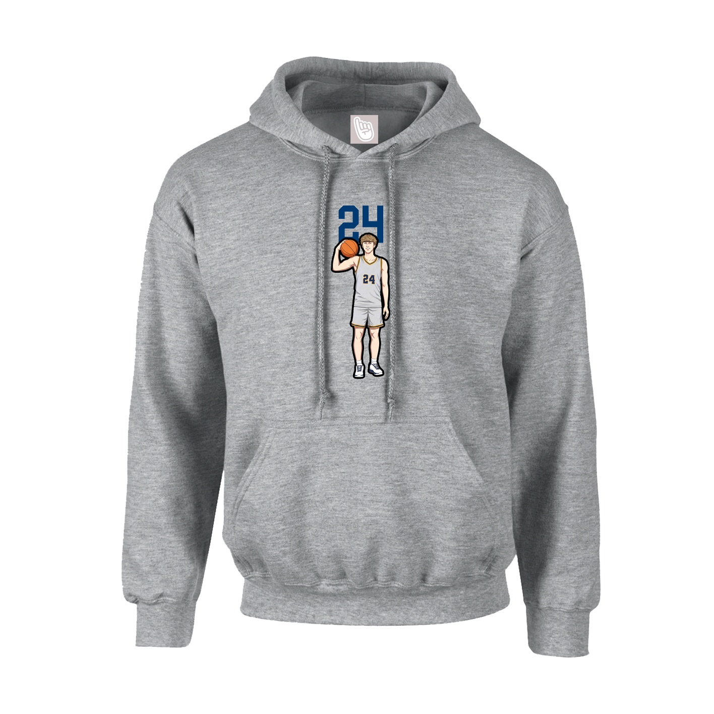 Youth Hoodie — Number Top in Grey