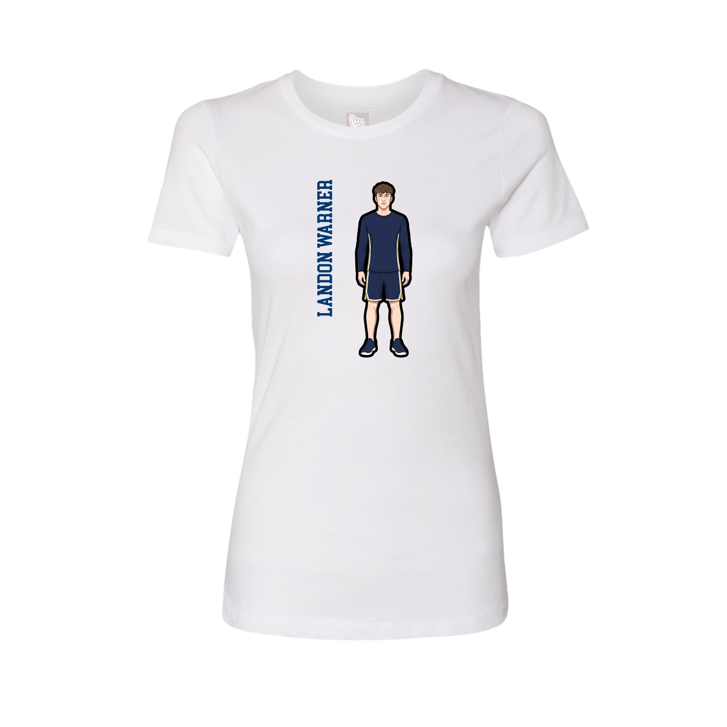 Fitted Women's Tee — Name Vertical in White