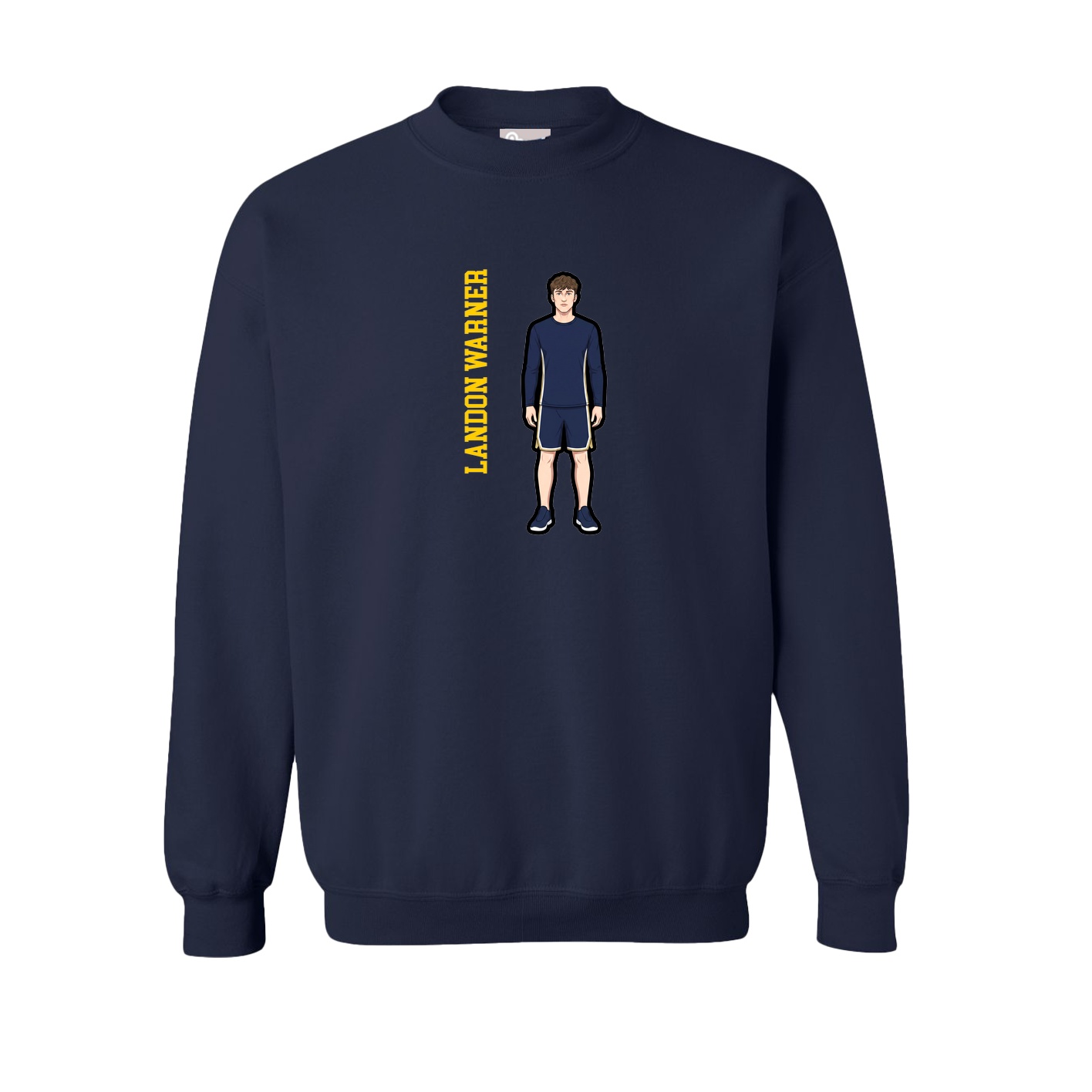 Fleece Crew — Name Vertical in Navy
