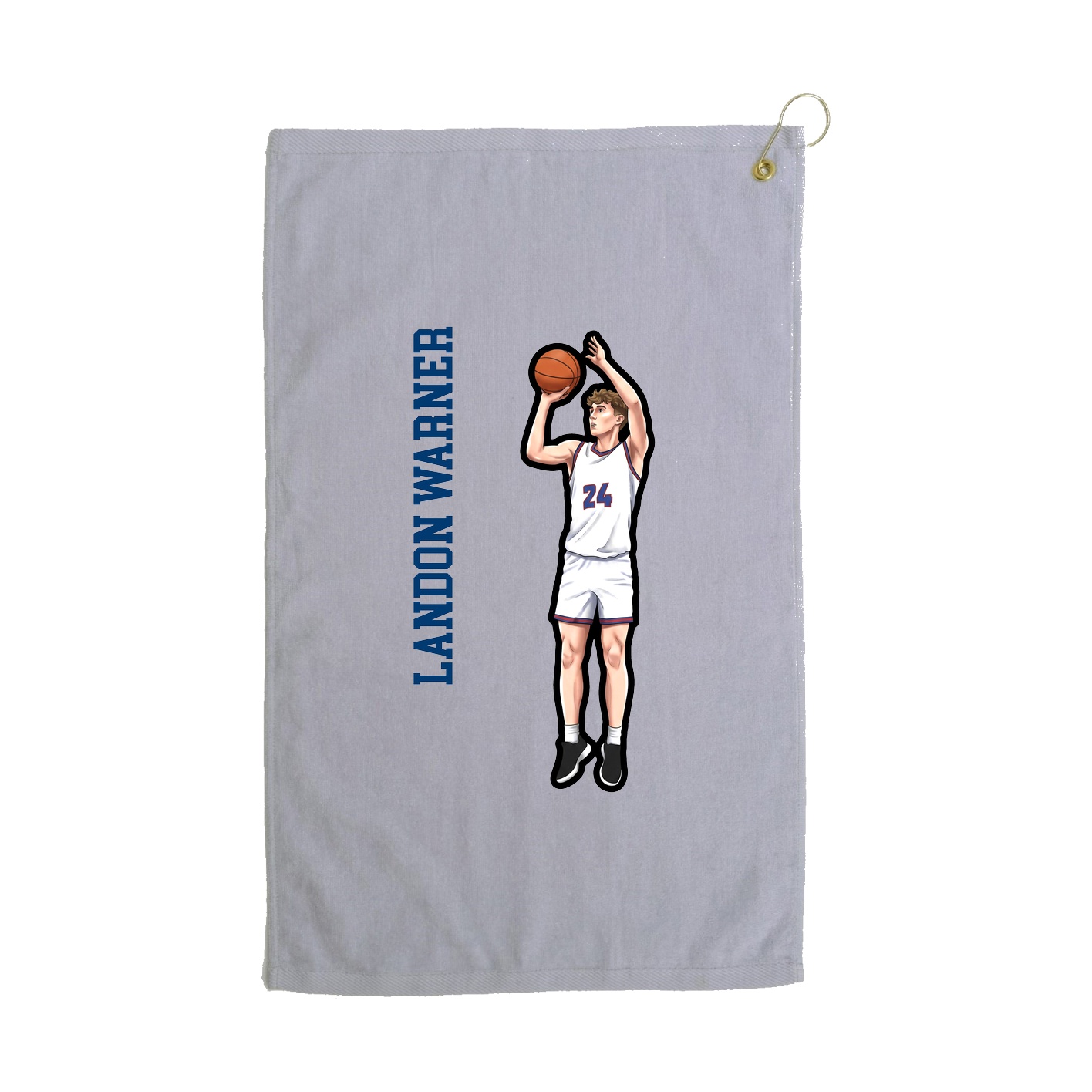 Golf Towel — Name Vertical in Grey