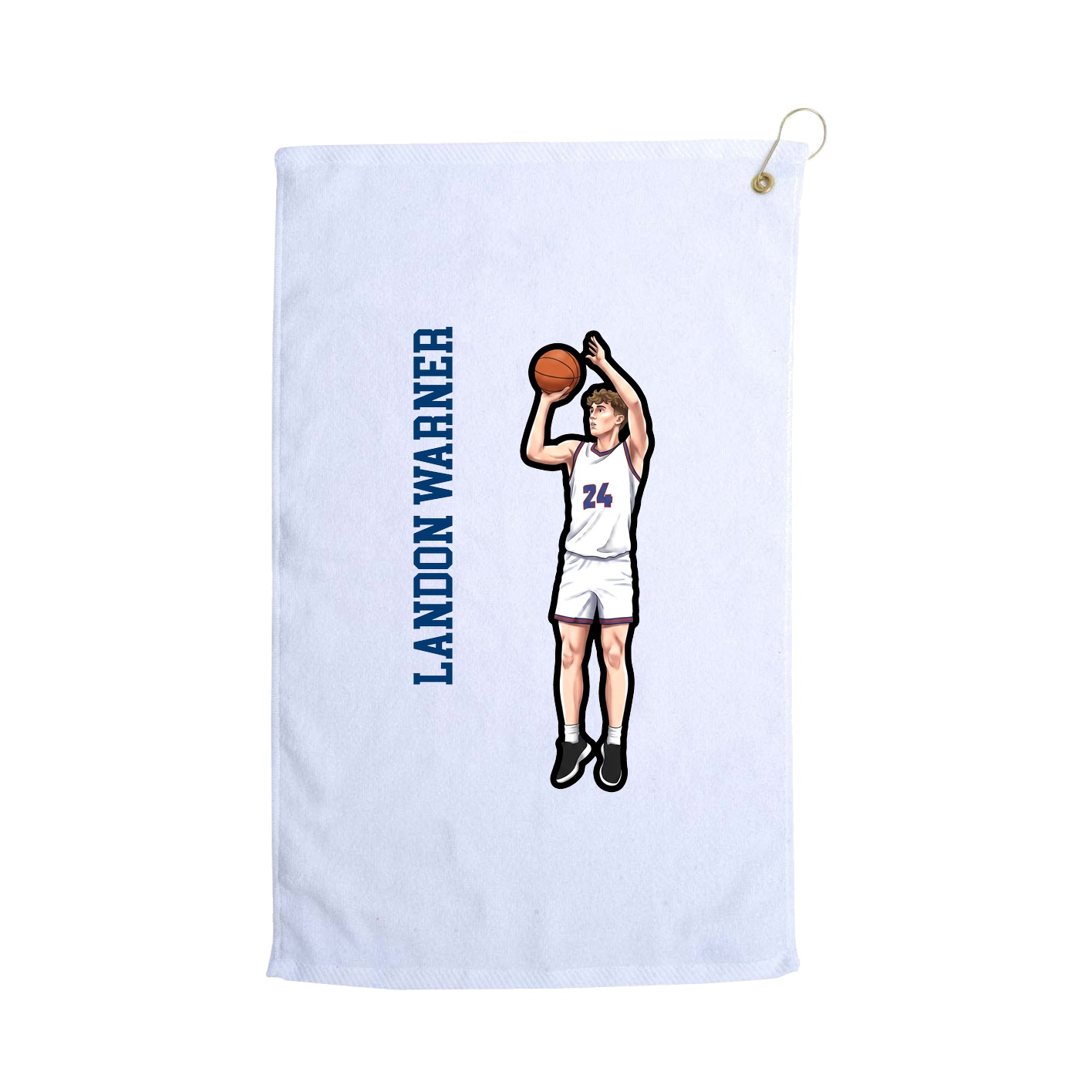 Golf Towel — Name Vertical in White