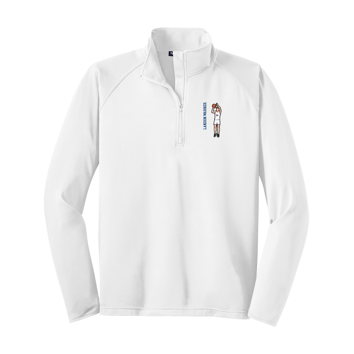 Q-Zip Pullover — Name Vertical in White