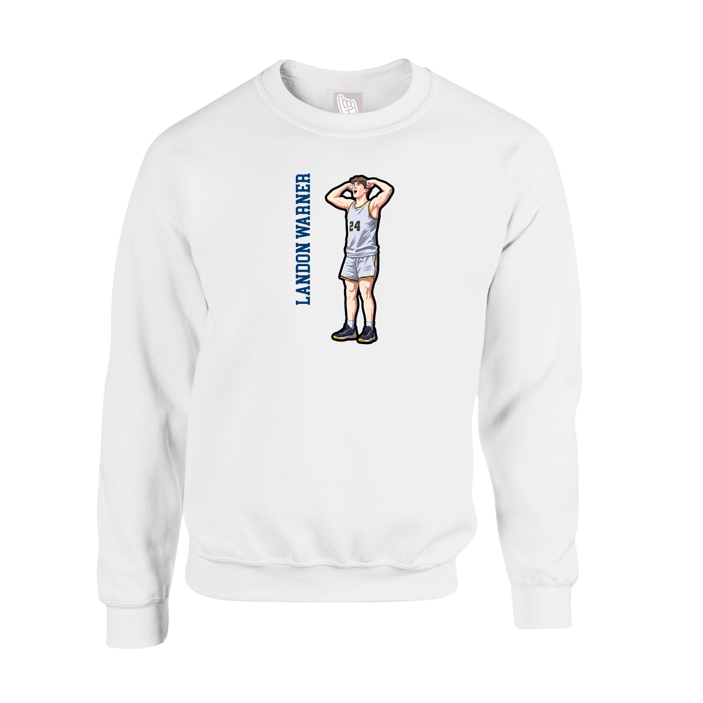 Fleece Crew — Name Vertical in White