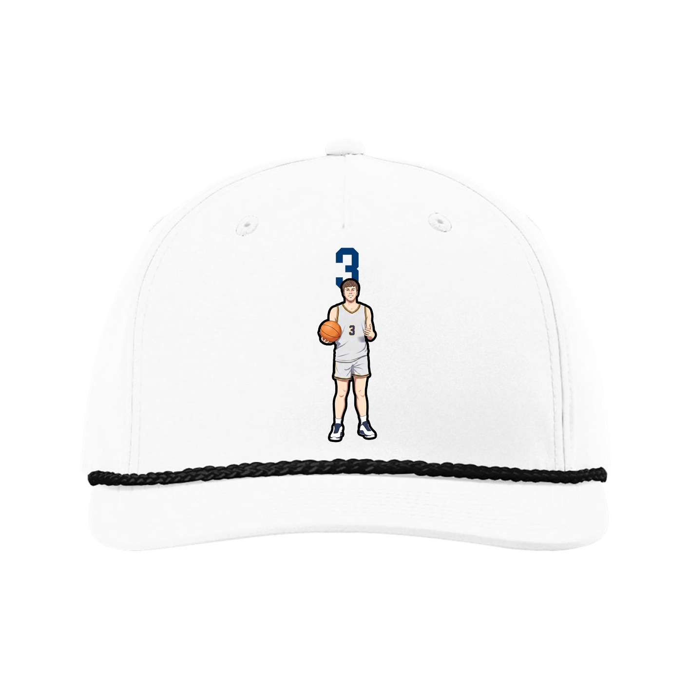 Five-Panel Classic Rope Cap — Number Top in White