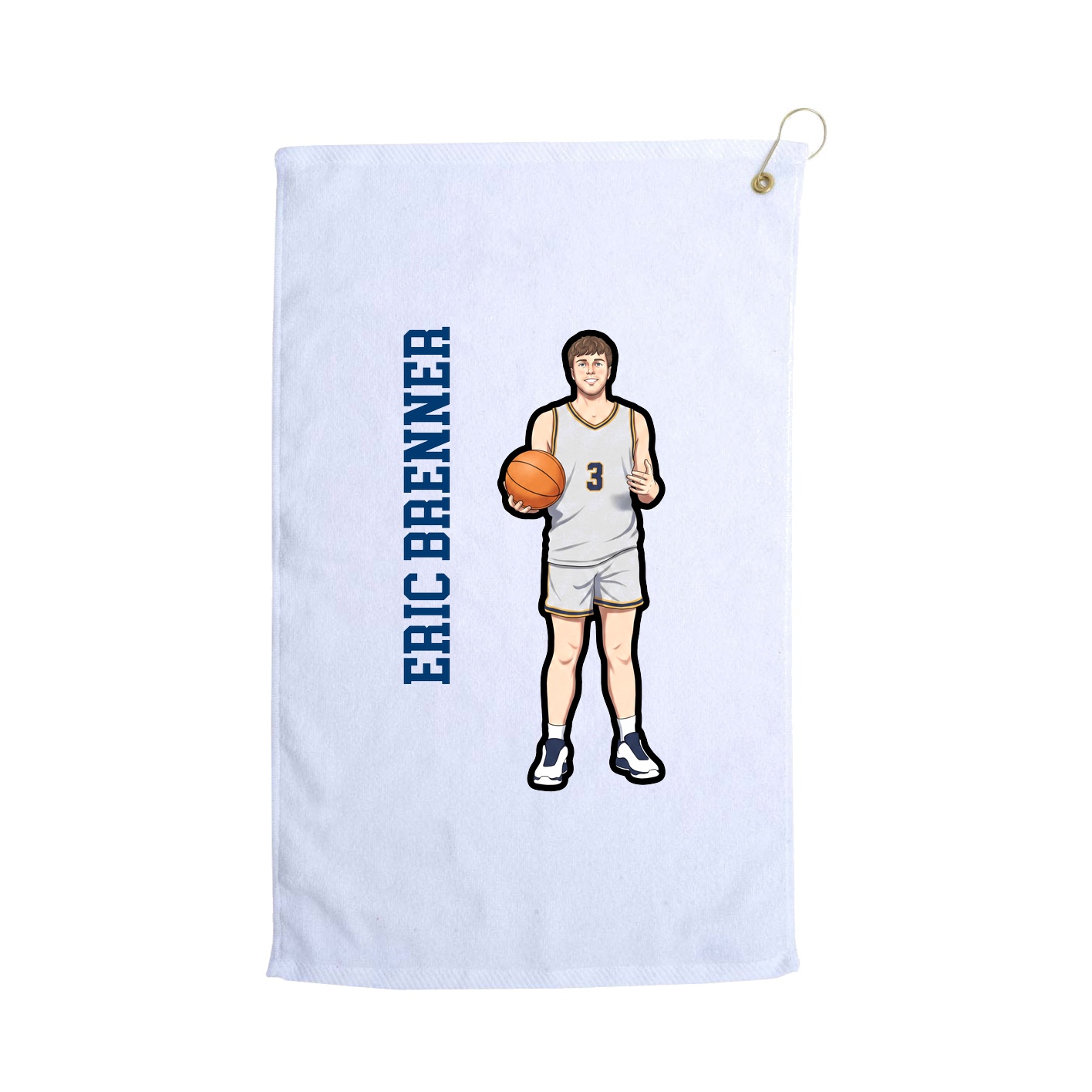 Golf Towel — Name Vertical in White