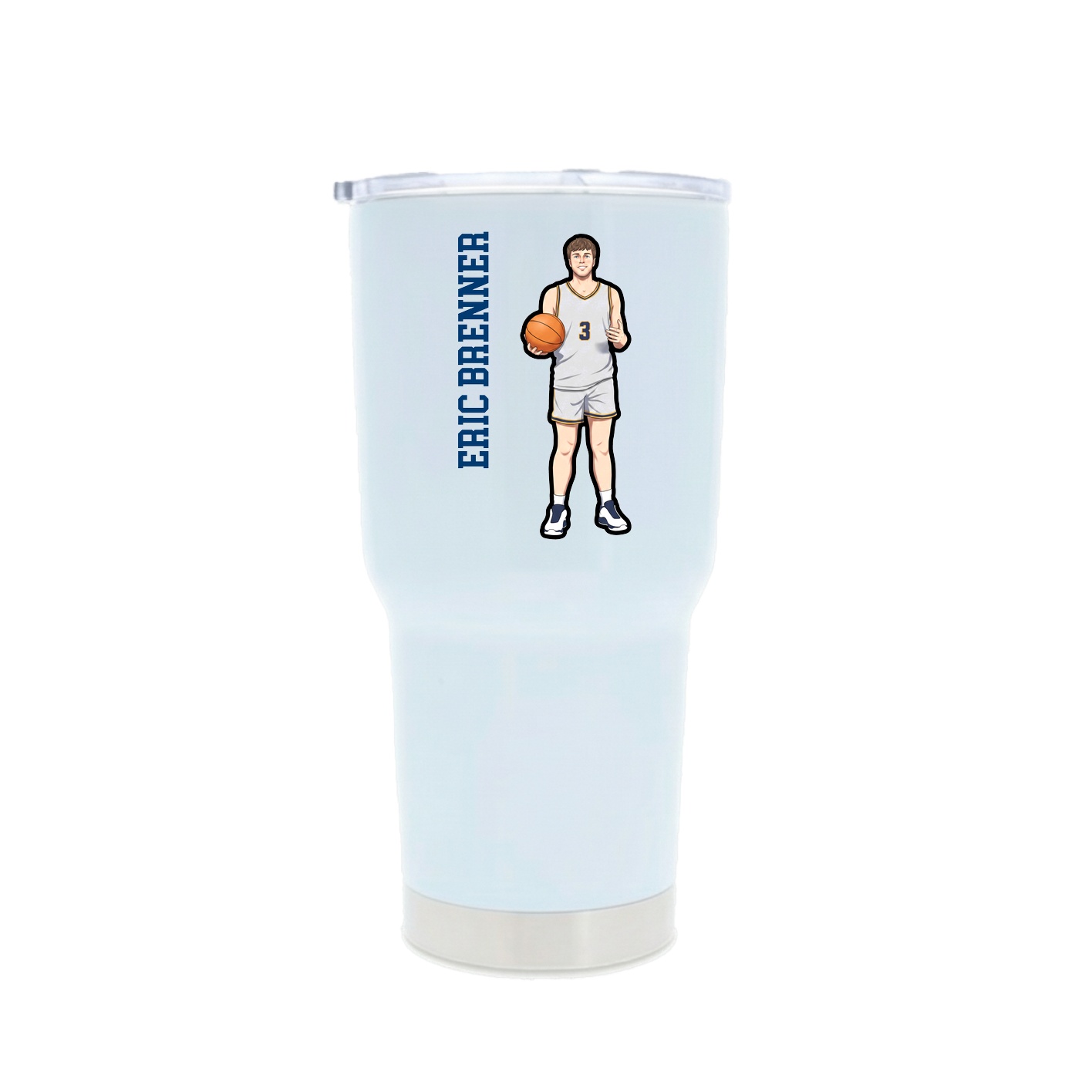 30oz Stainless Steel Tumbler — Name Vertical in White