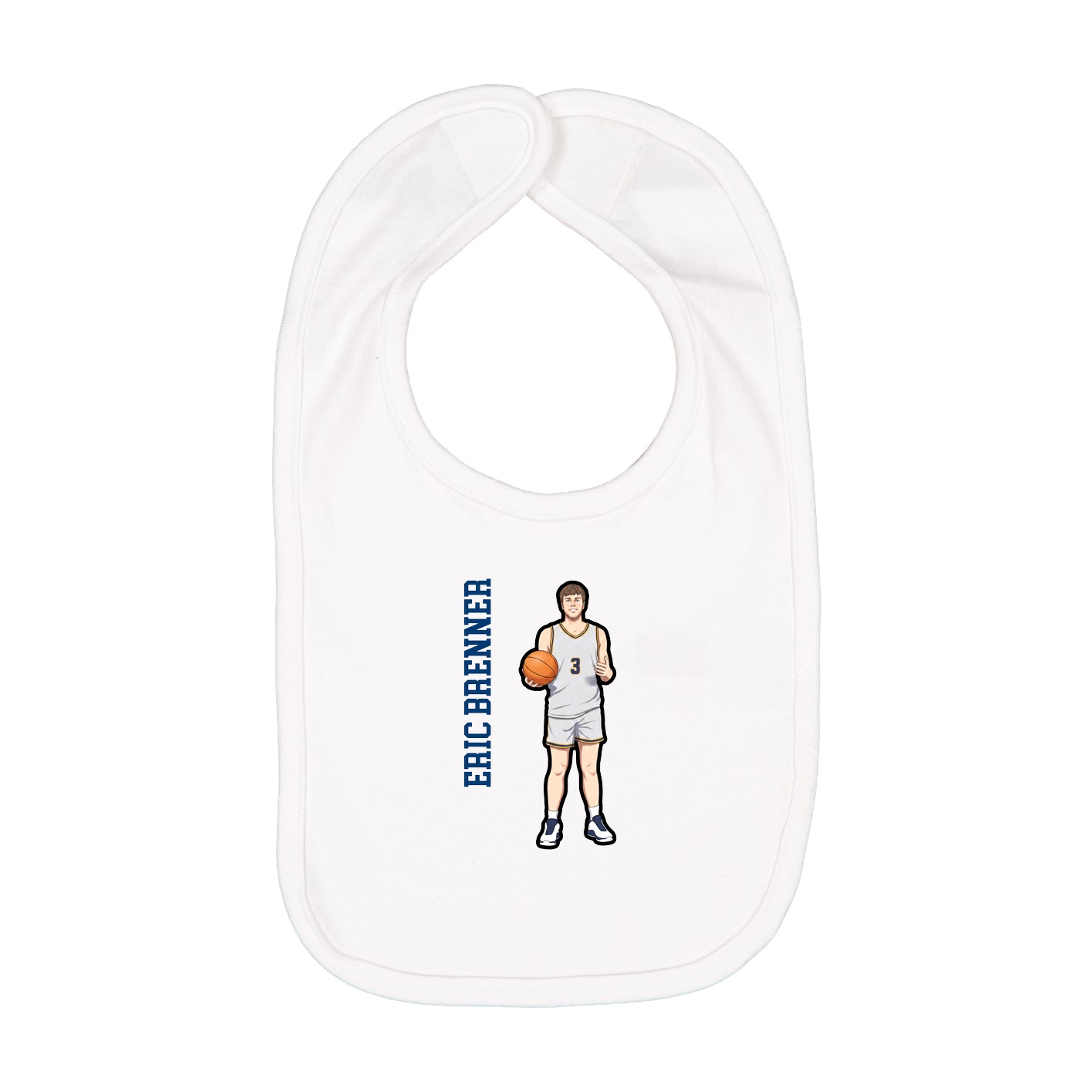 Infant Bib — Name Vertical in White