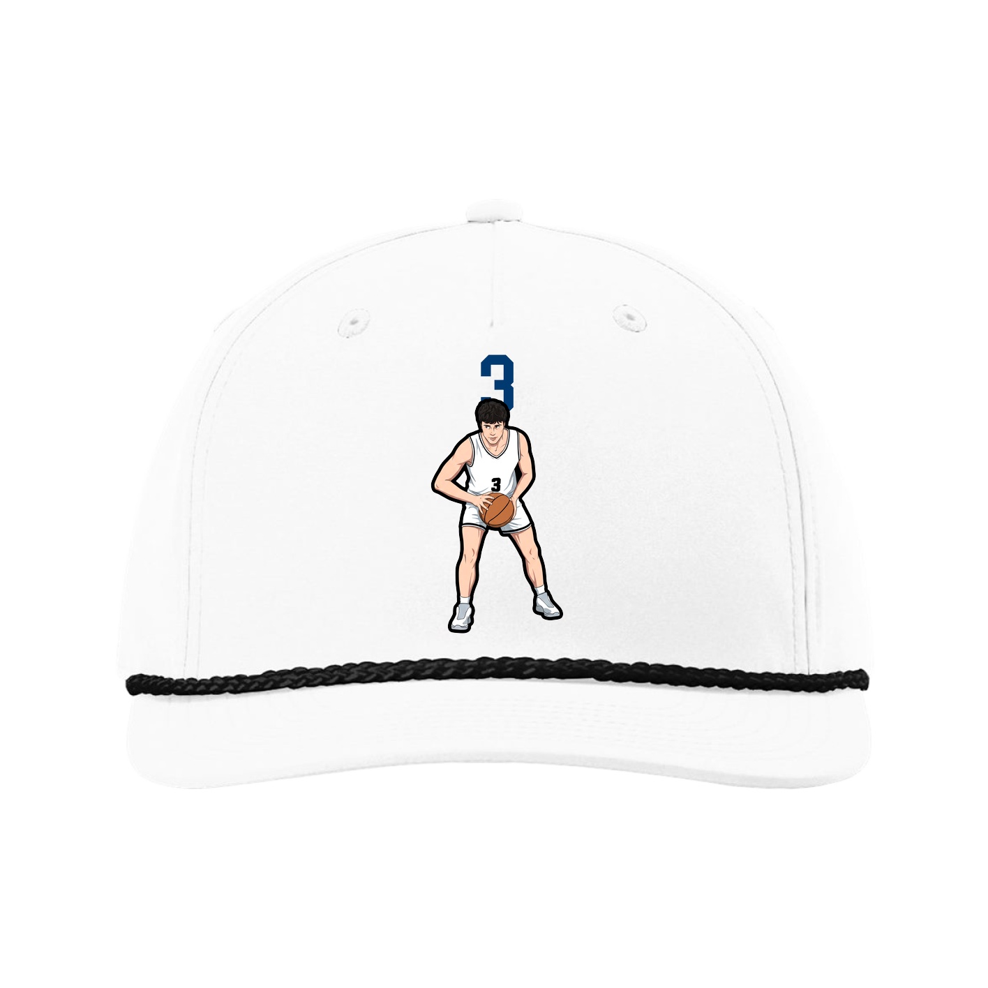 Five-Panel Classic Rope Cap — Number Top in White