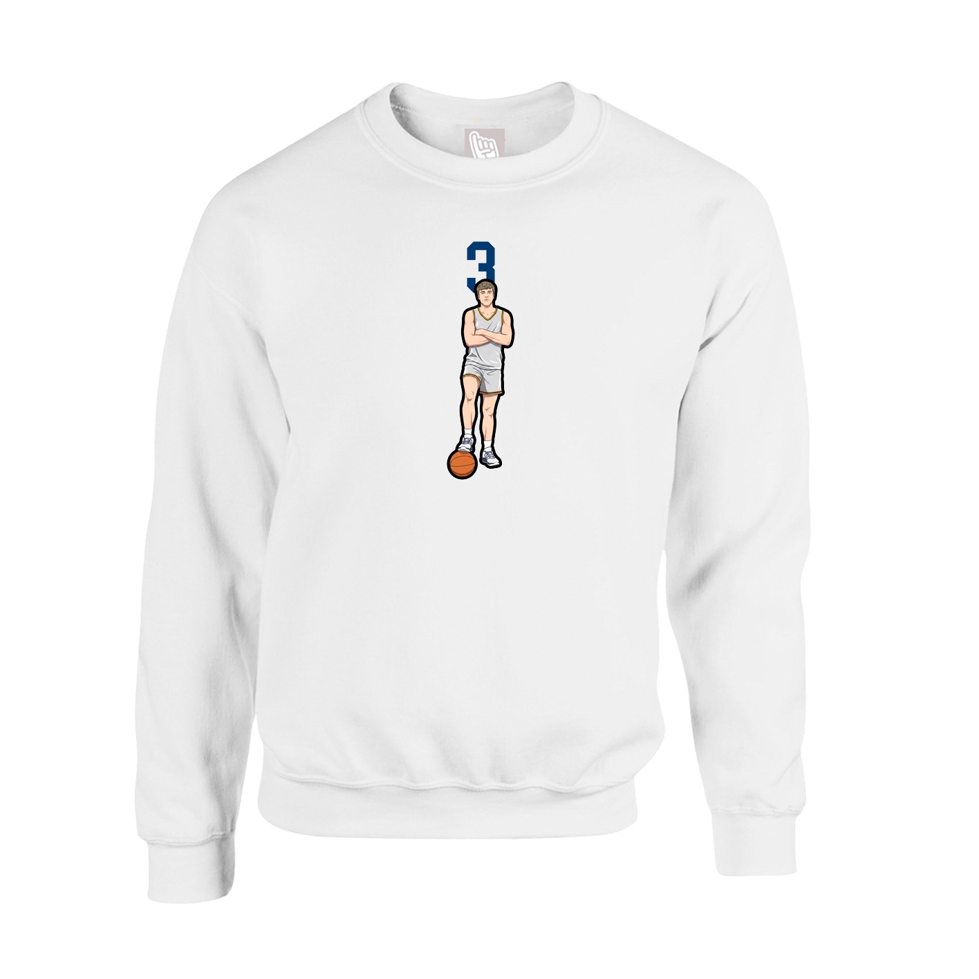 Fleece Crew — Number Top in White