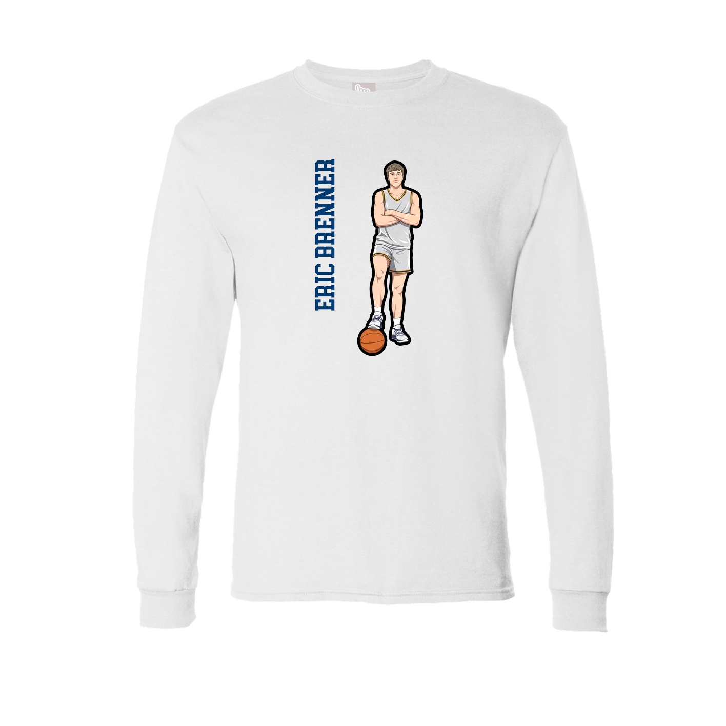 Long Sleeve Tee — Name Vertical in White