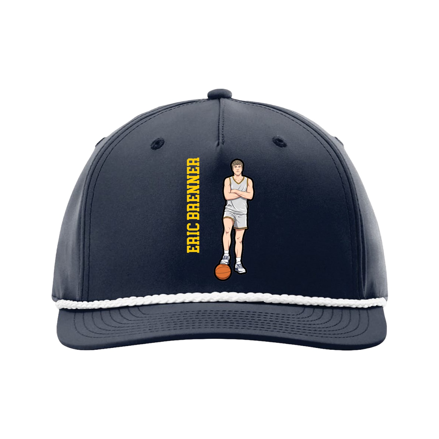 Five-Panel Classic Rope Cap — Name Vertical in Navy