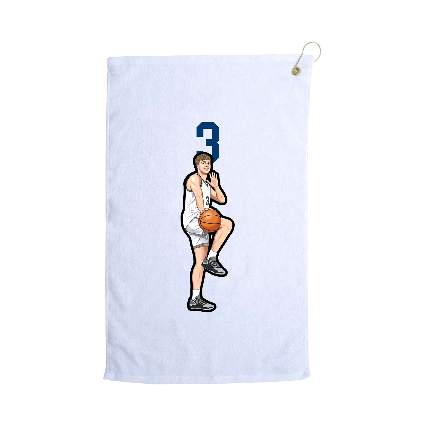 Golf Towel — Number Top in White