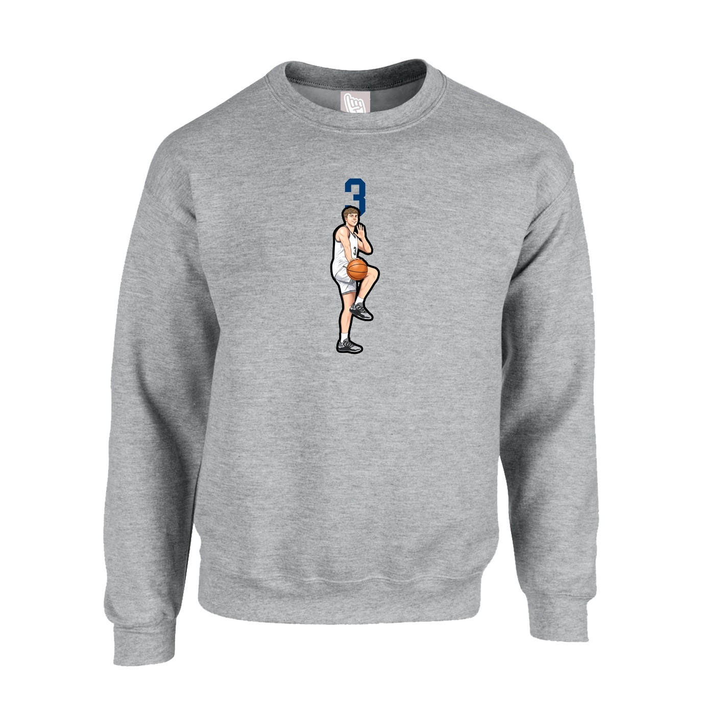 Fleece Crew — Number Top in Grey