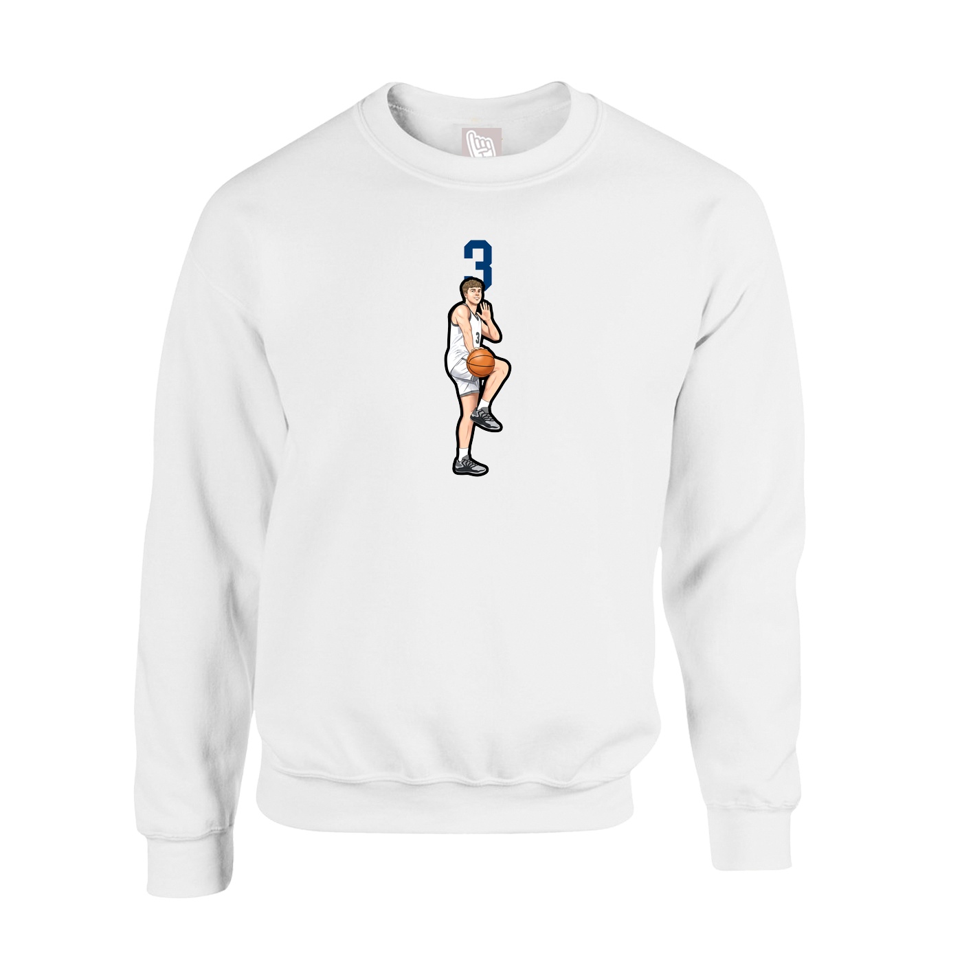 Fleece Crew — Number Top in White
