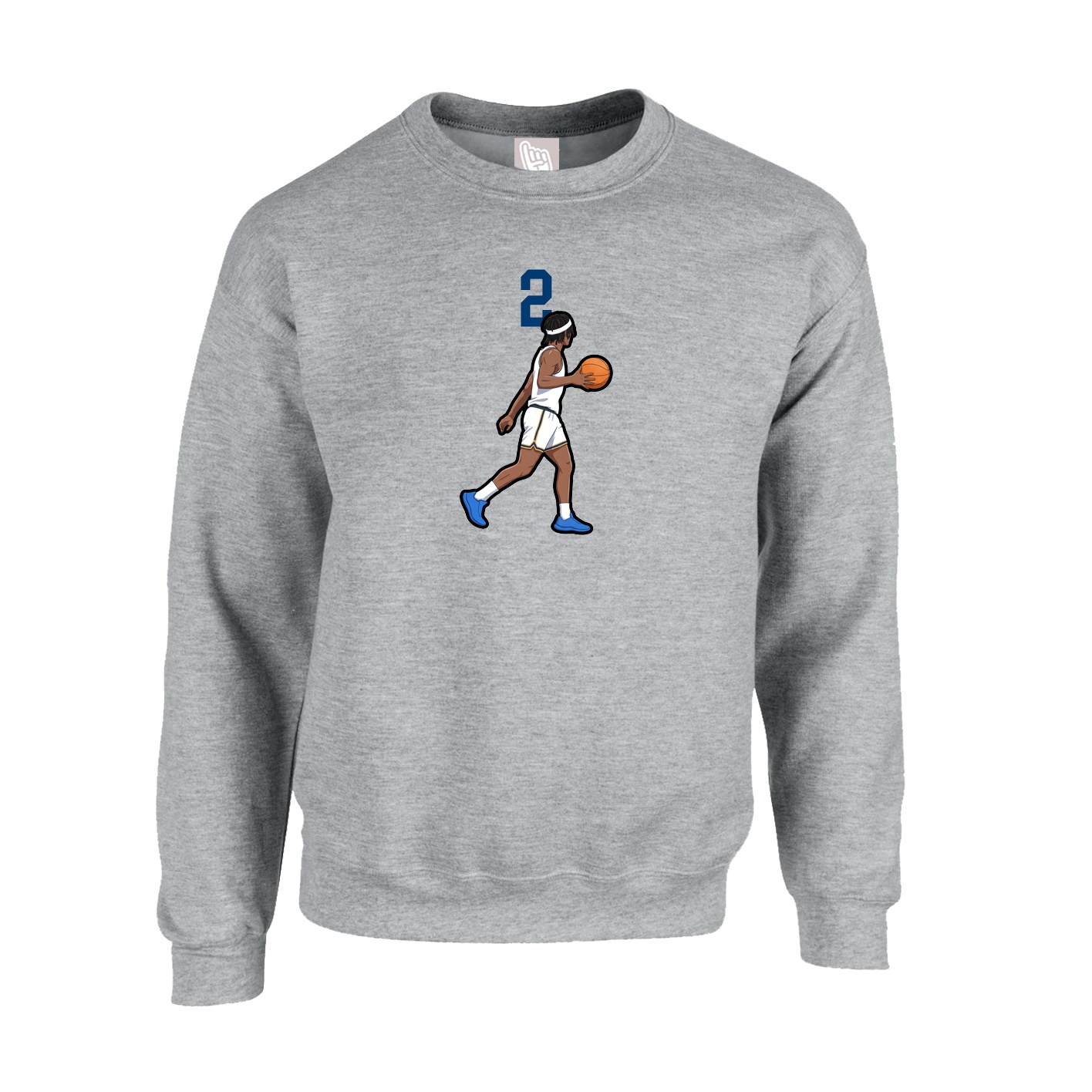 Fleece Crew — Number Top in Grey