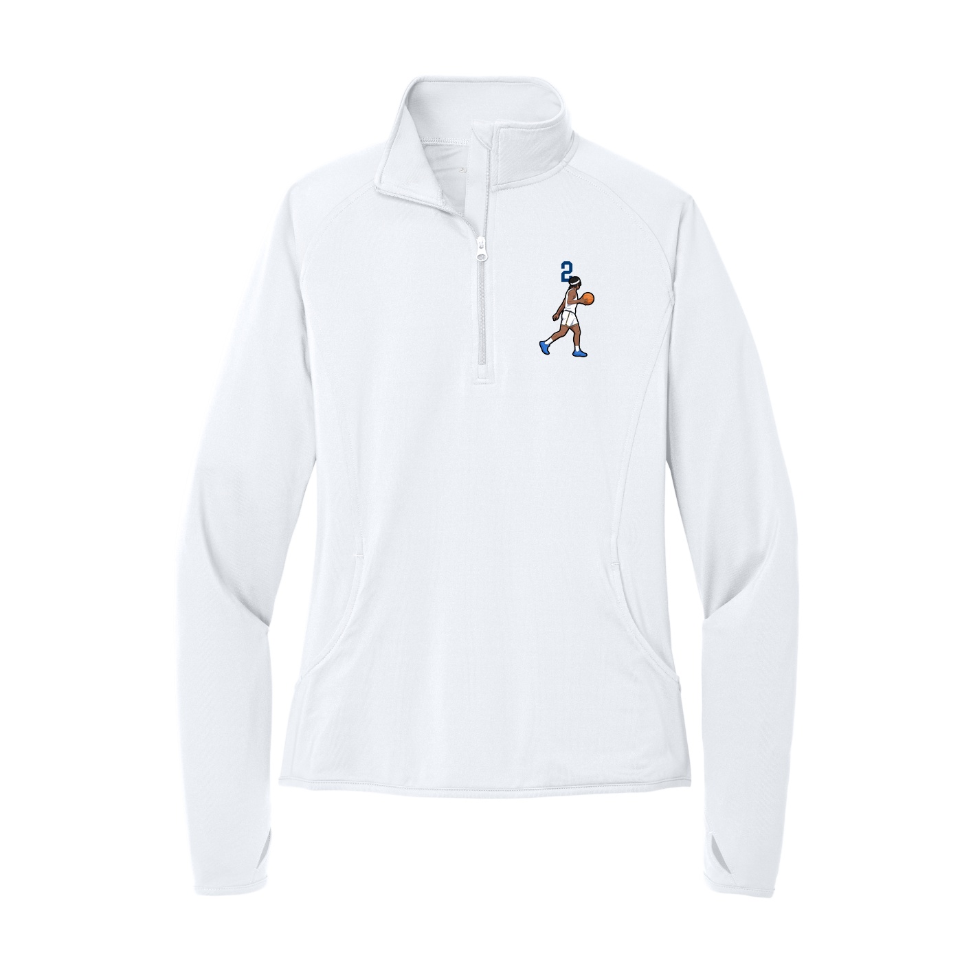 Women's Q-Zip Pullover — Number Top in White