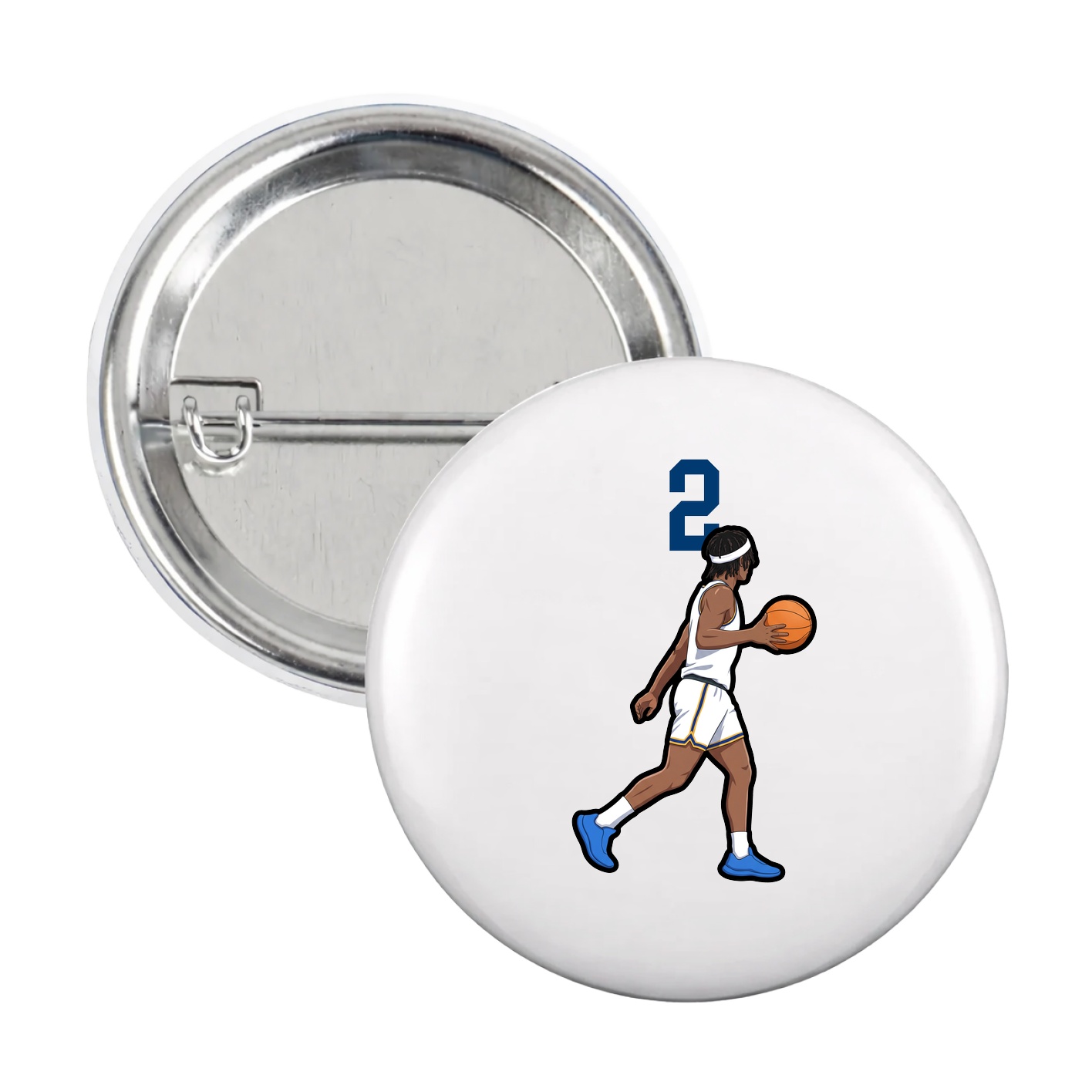 Game Day Button — Number Top in White