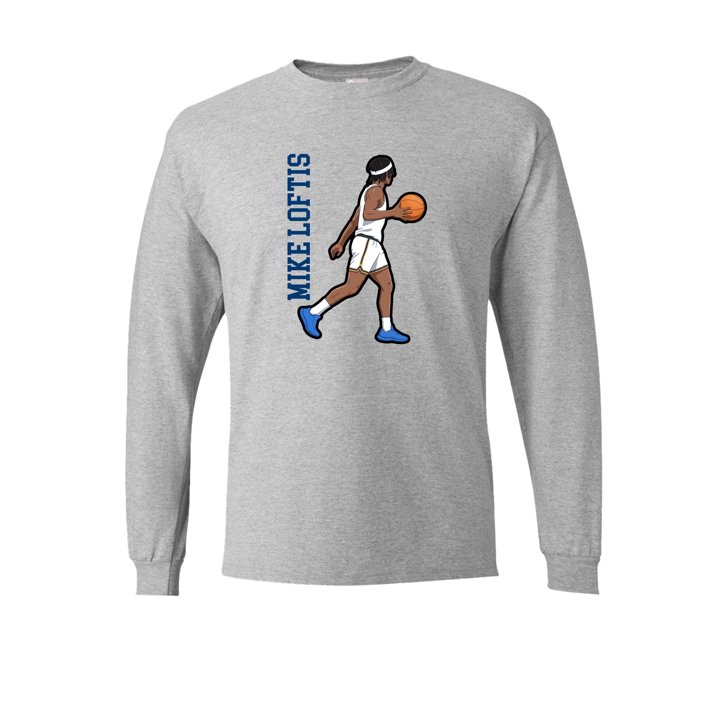 Long Sleeve Tee — Name Vertical in Grey