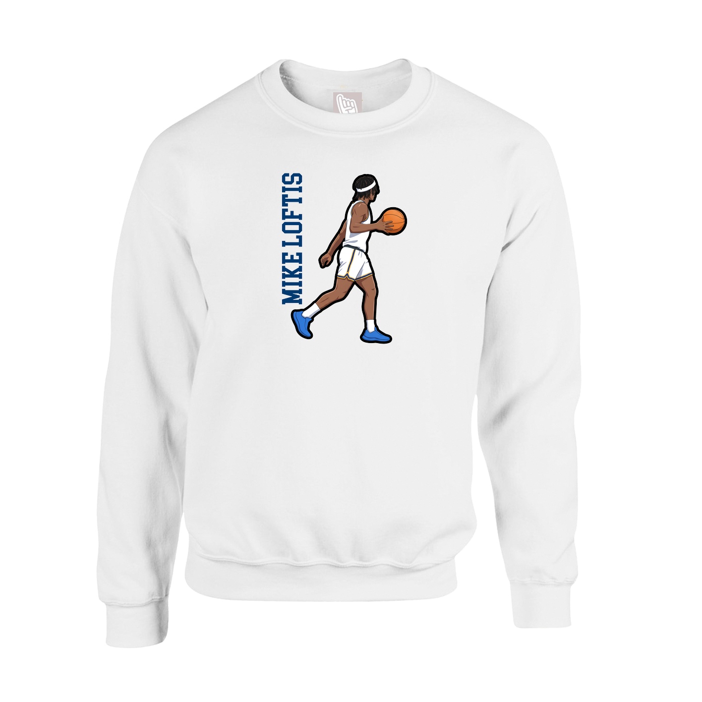 Fleece Crew — Name Vertical in White