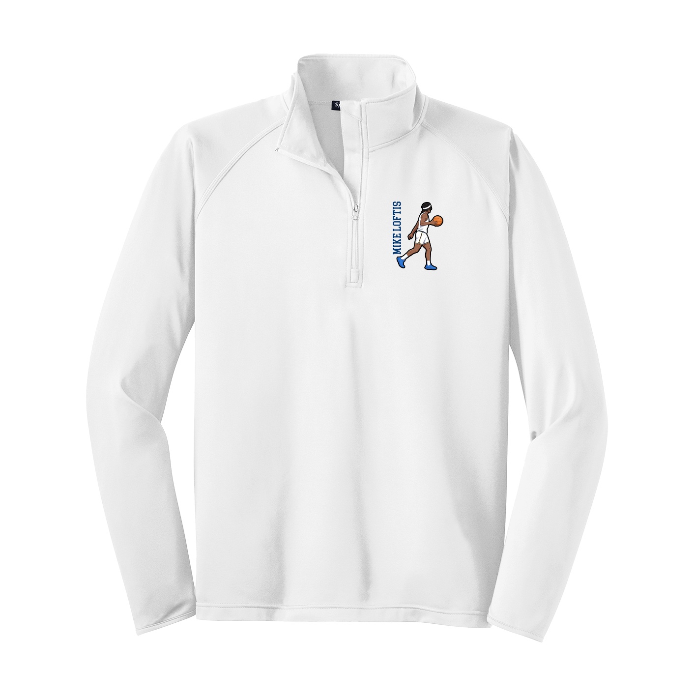 Q-Zip Pullover — Name Vertical in White