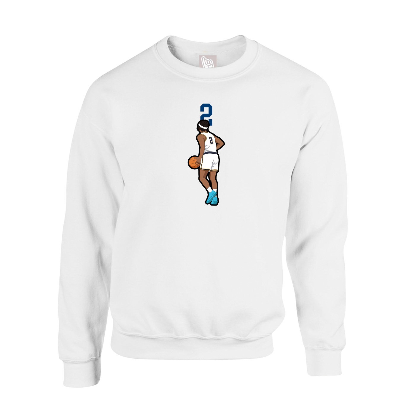 Fleece Crew — Number Top in White
