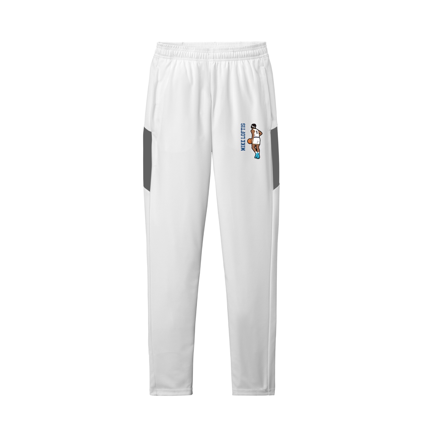 Team Travel Pant — Name Vertical in White/Grey