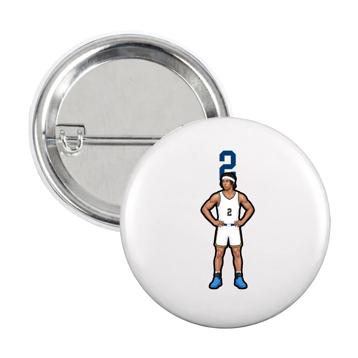 Game Day Button — Number Top in White