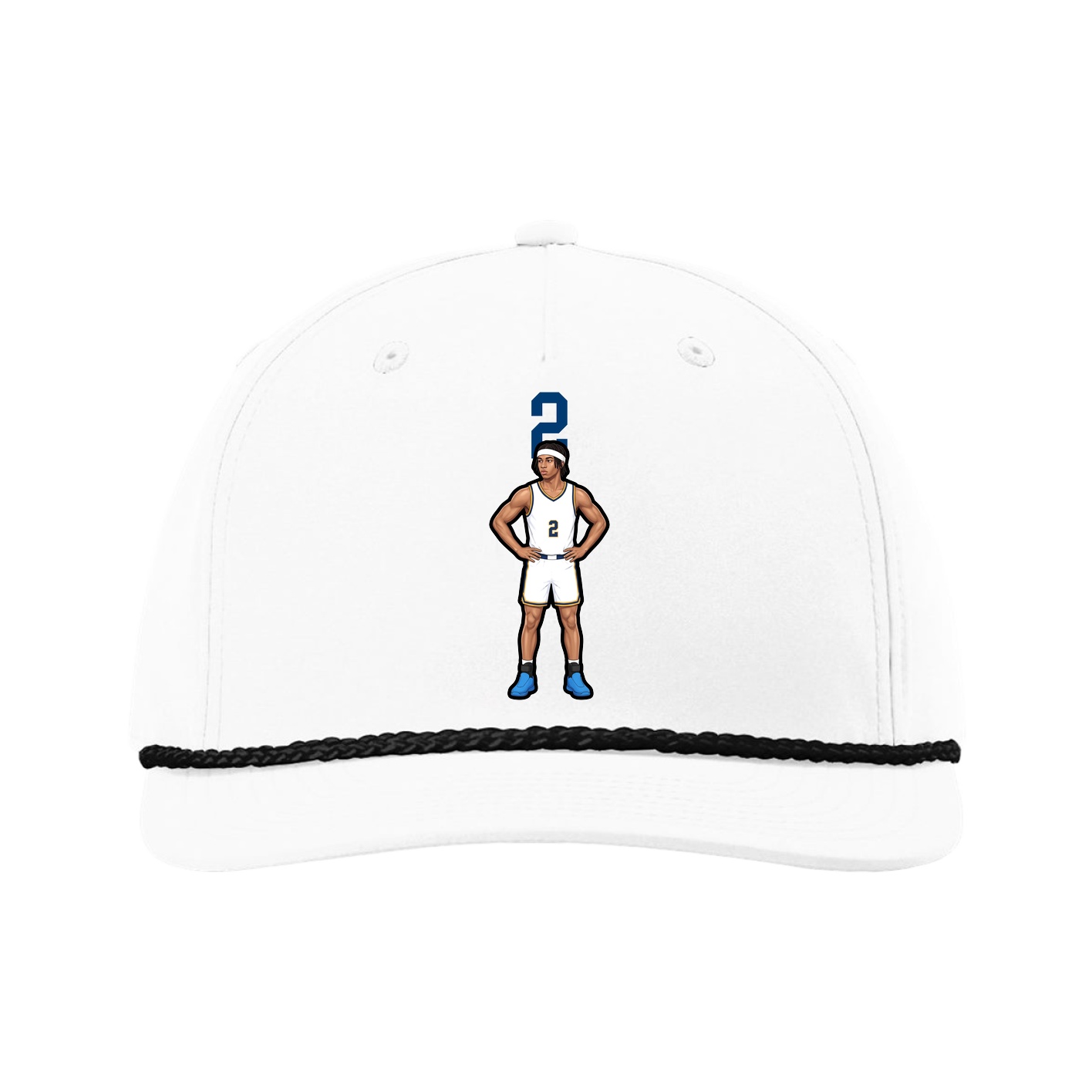 Five-Panel Classic Rope Cap — Number Top in White