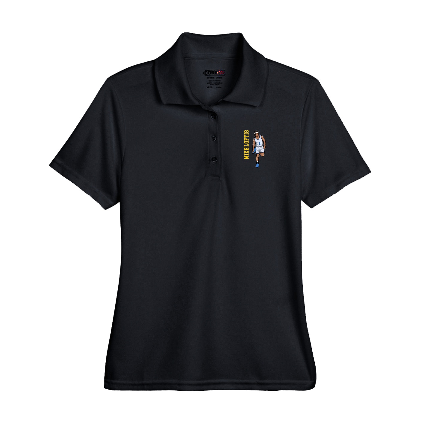 Performance Polo — Name Vertical in Black