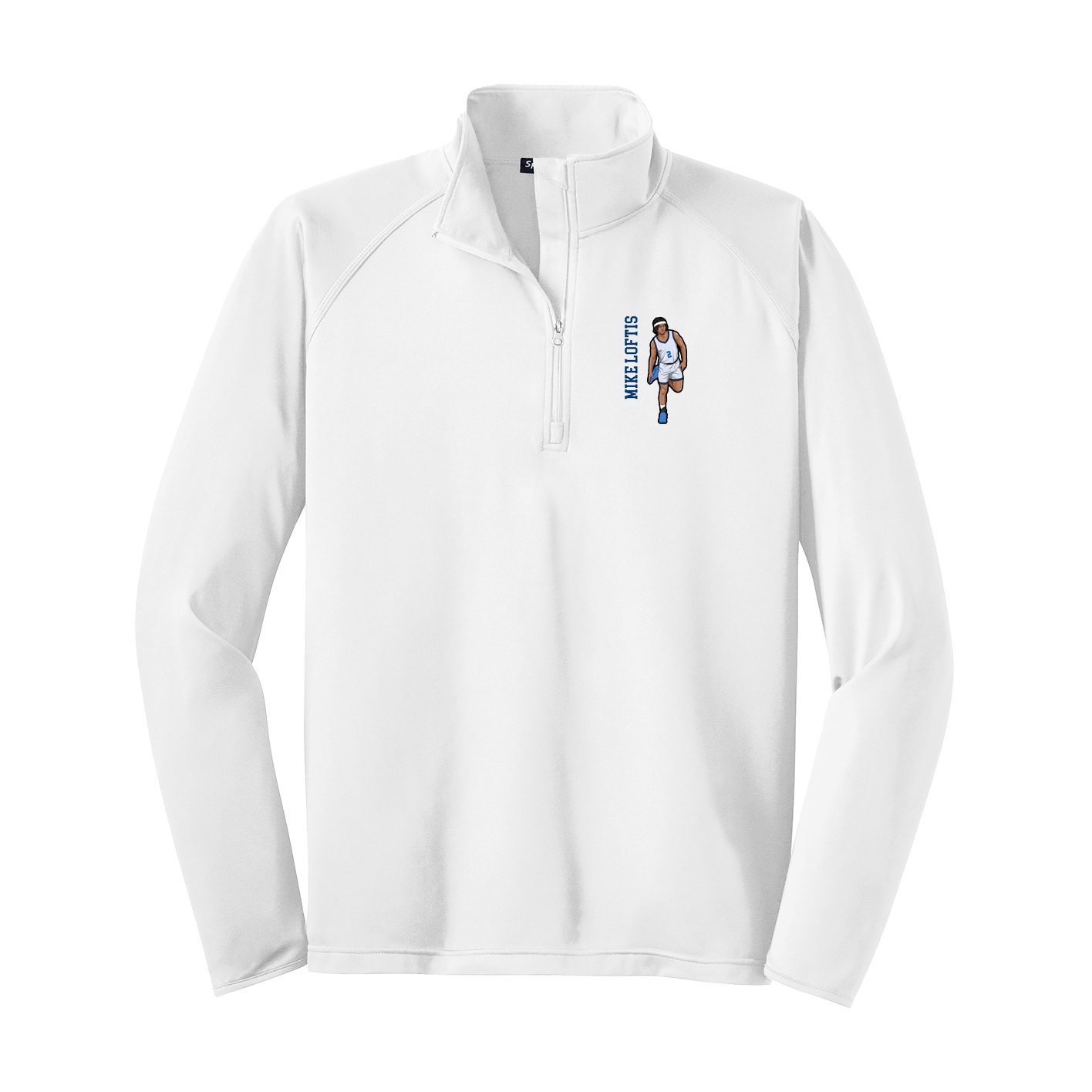 Q-Zip Pullover — Name Vertical in White