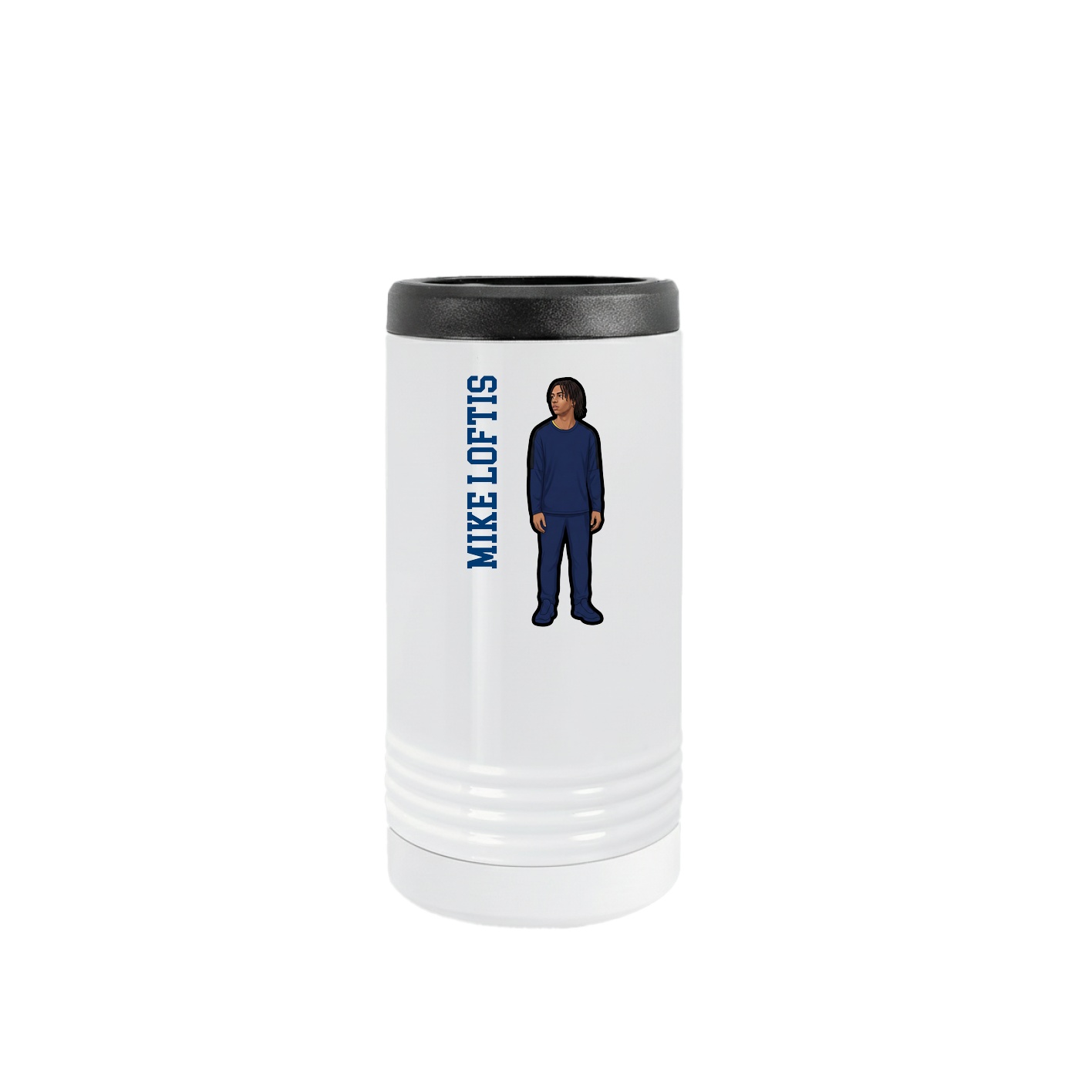 Slim Beverage Holder — Name Vertical in White