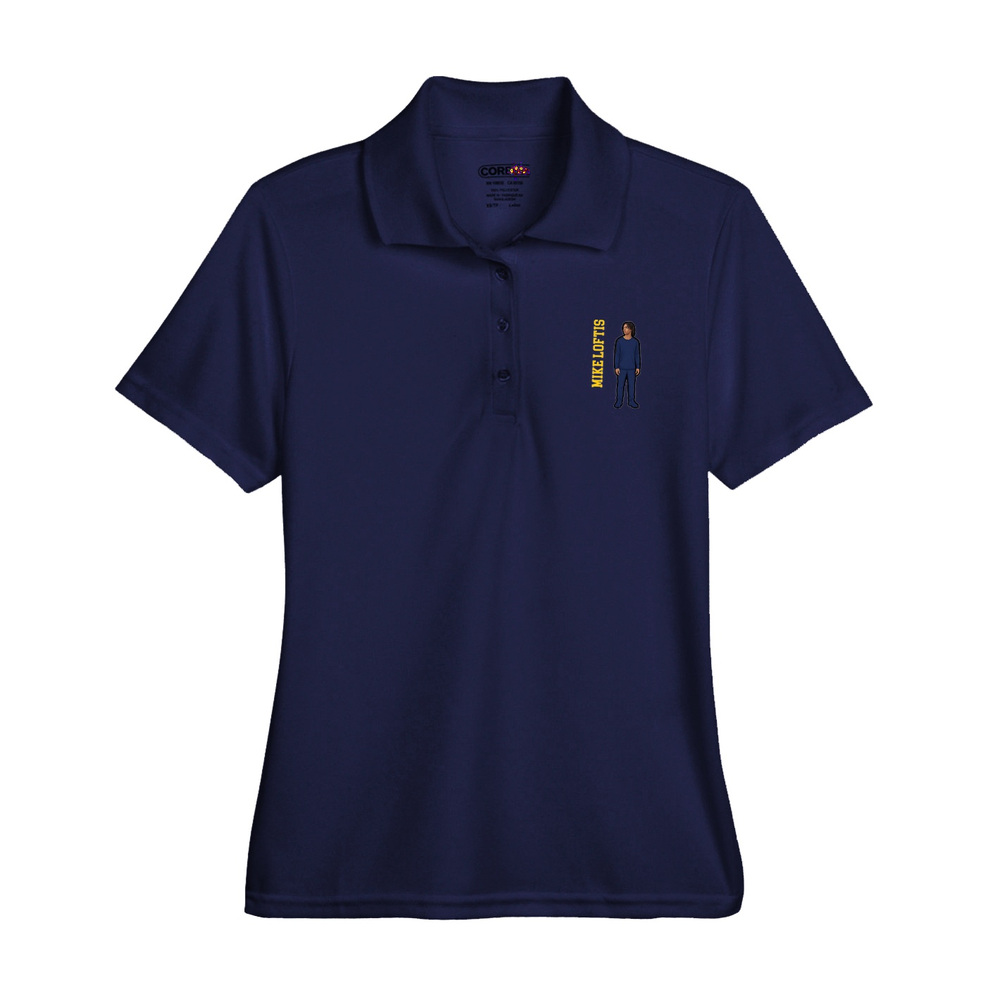 Womens Performance Polo — Name Vertical in Navy
