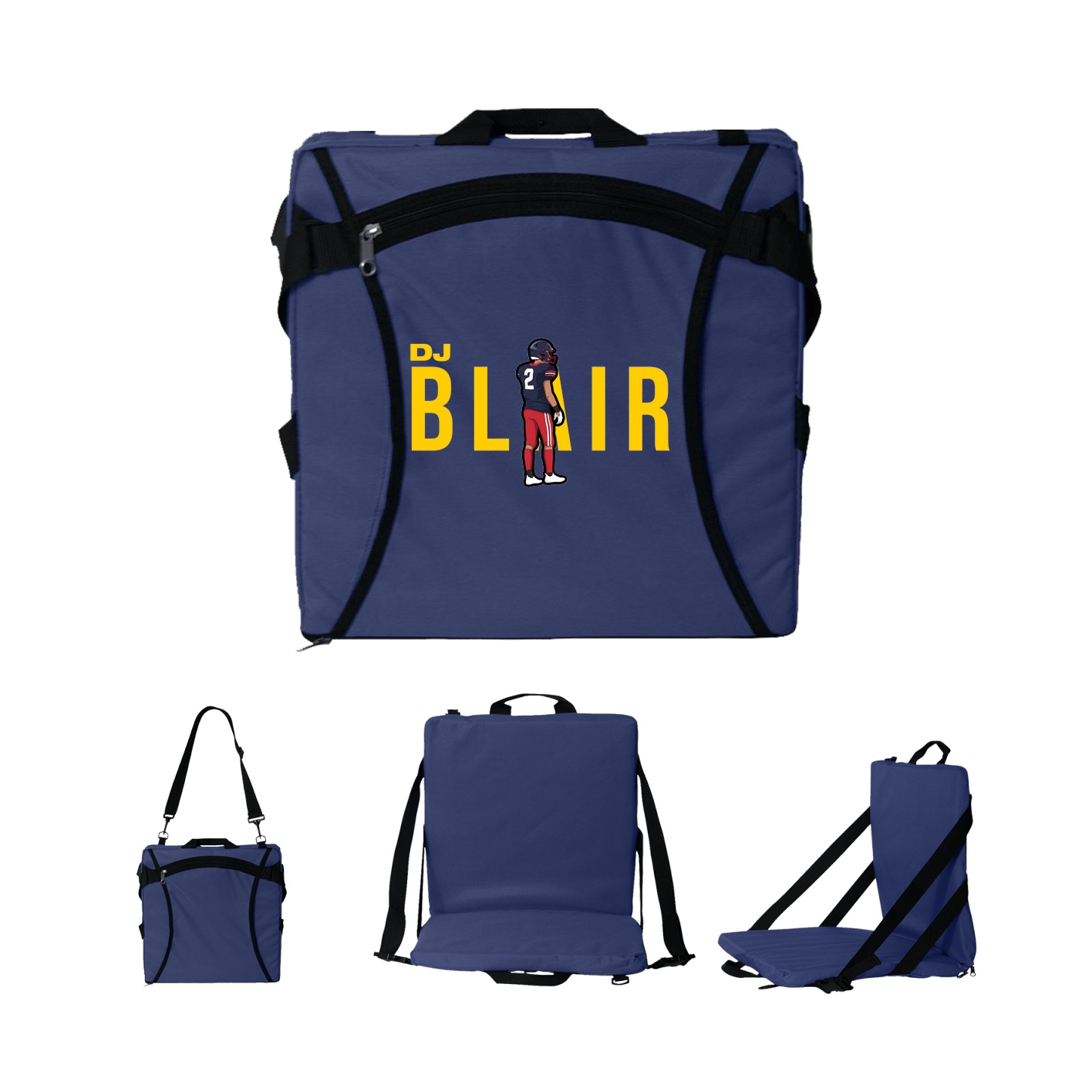 Folding Stadium Seat — Player Name in Navy