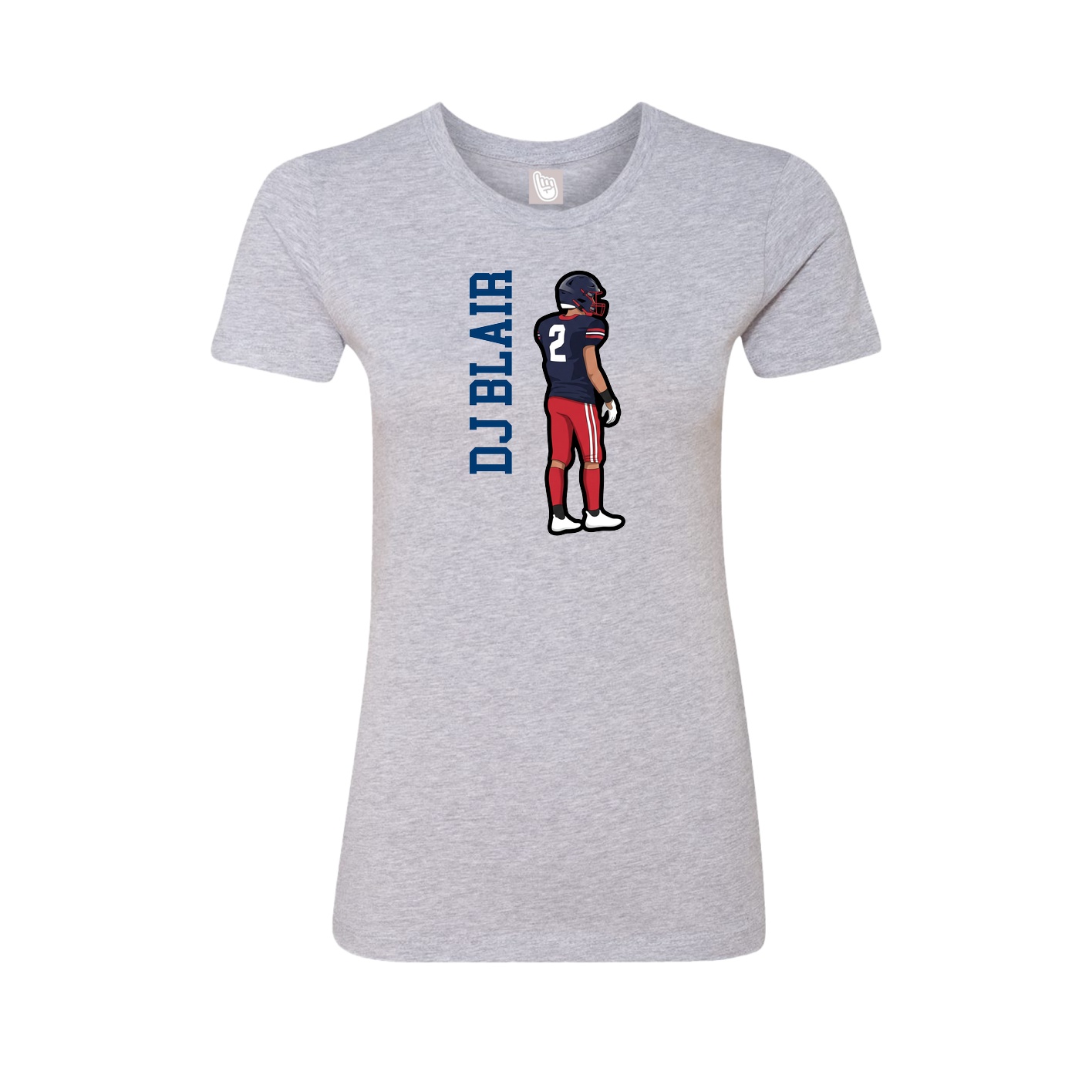 Fitted Women's Tee — Name Vertical in Grey