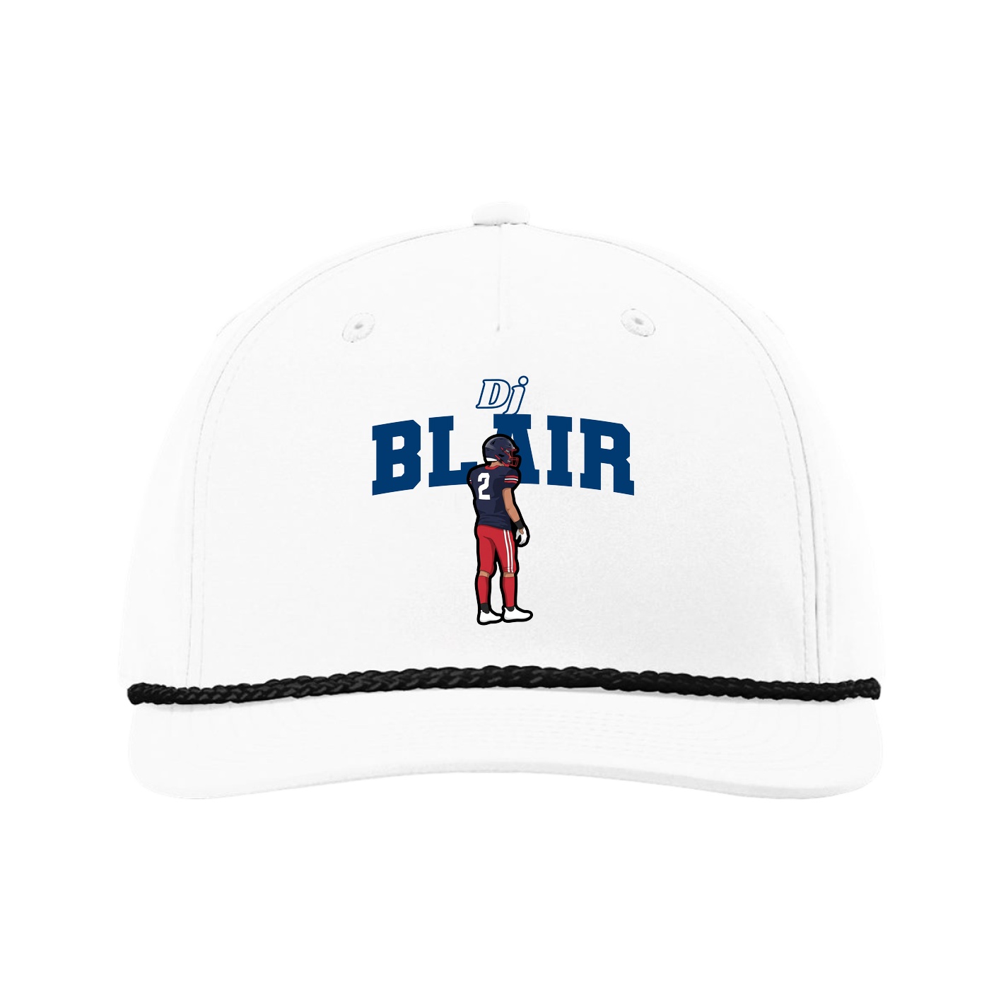 Five-Panel Classic Rope Cap — Name Arch in White