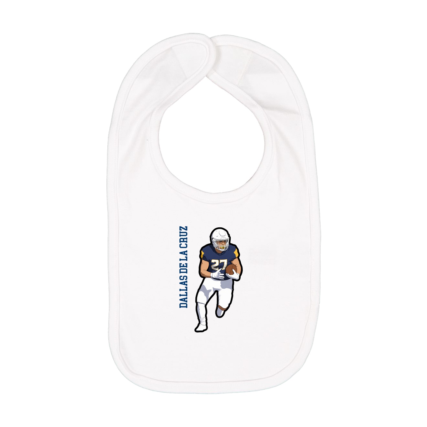Infant Bib — Name Vertical in White