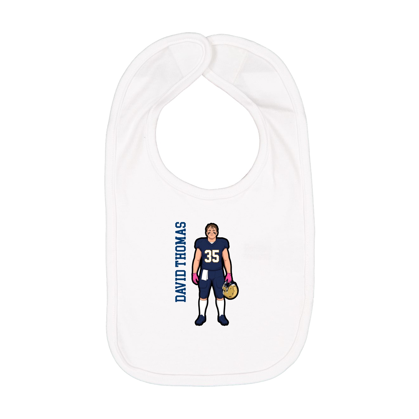 Infant Bib — Name Vertical in White