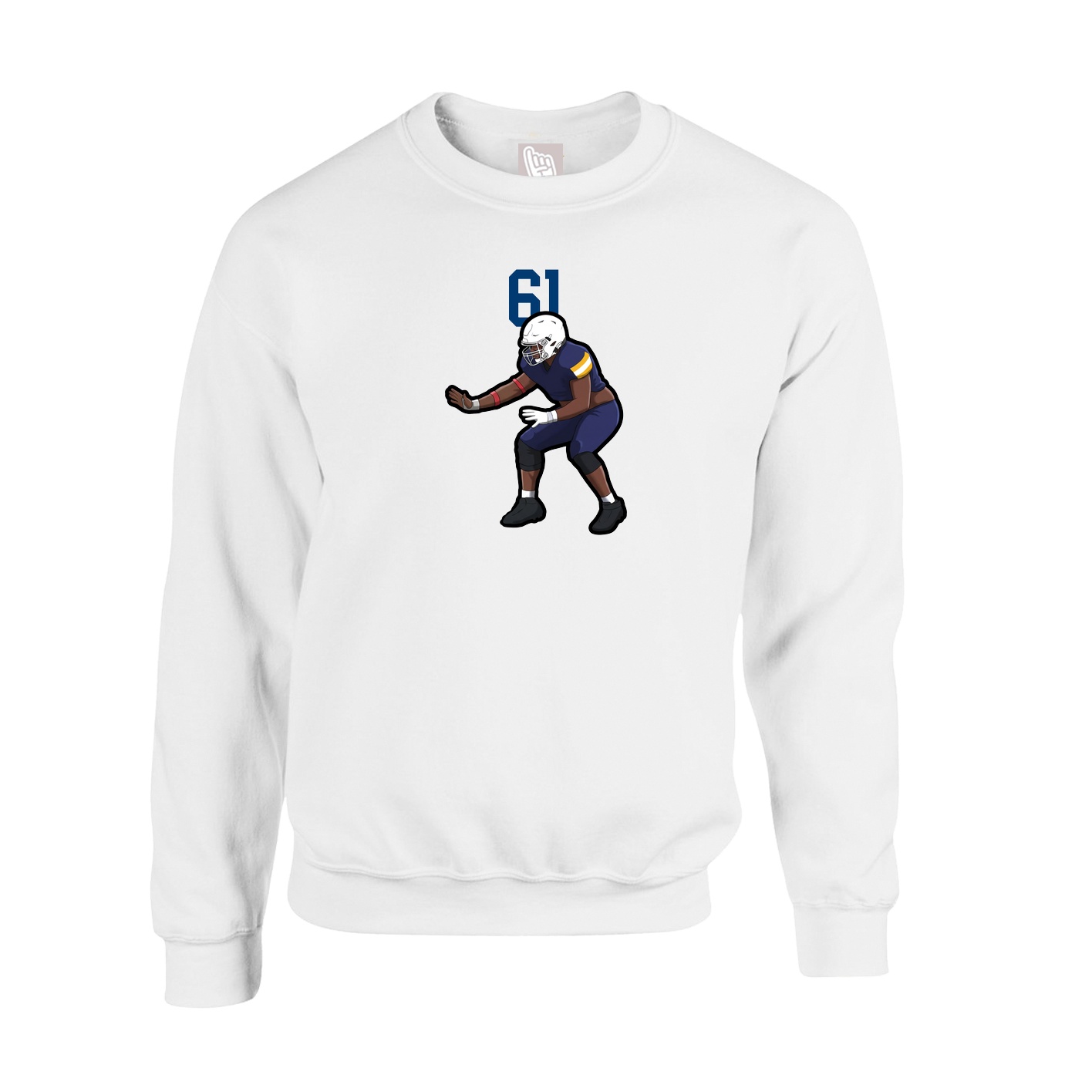 Fleece Crew — Number Top in White
