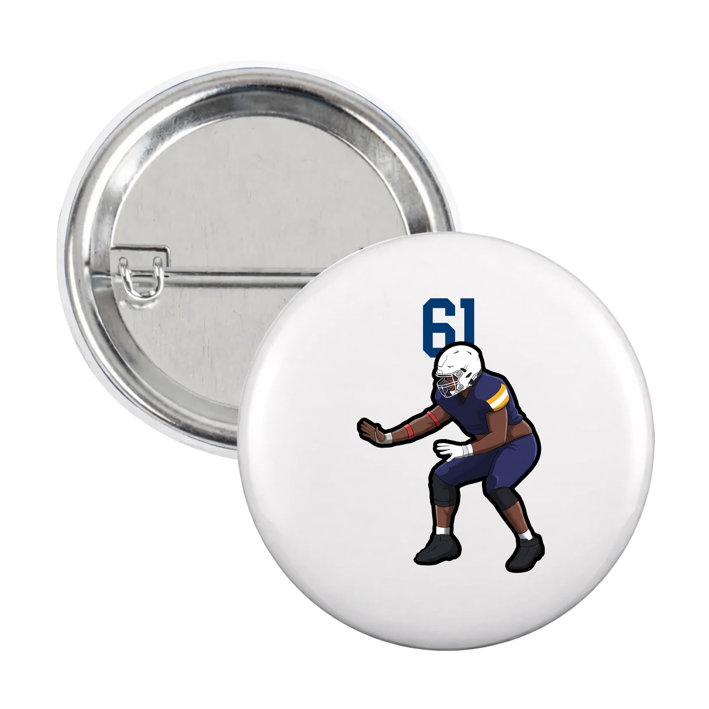 Game Day Button — Number Top in White