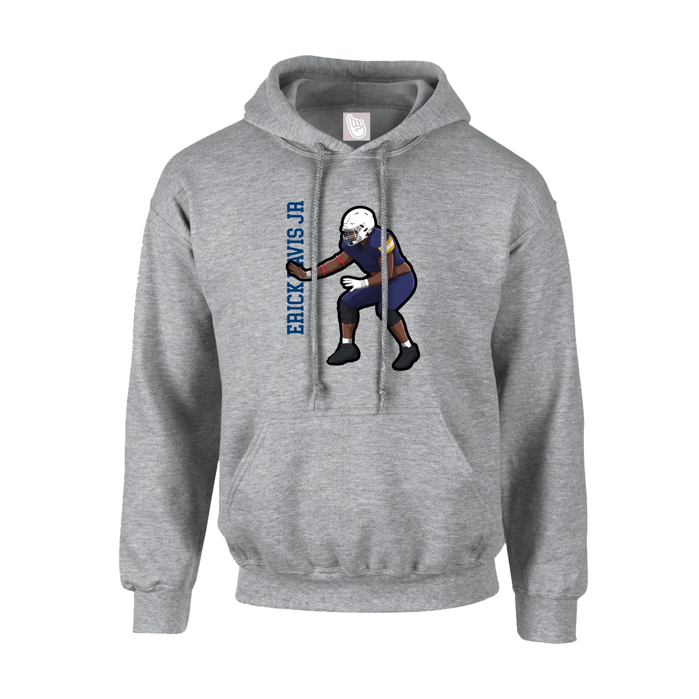 Youth Hoodie — Name Vertical in Grey