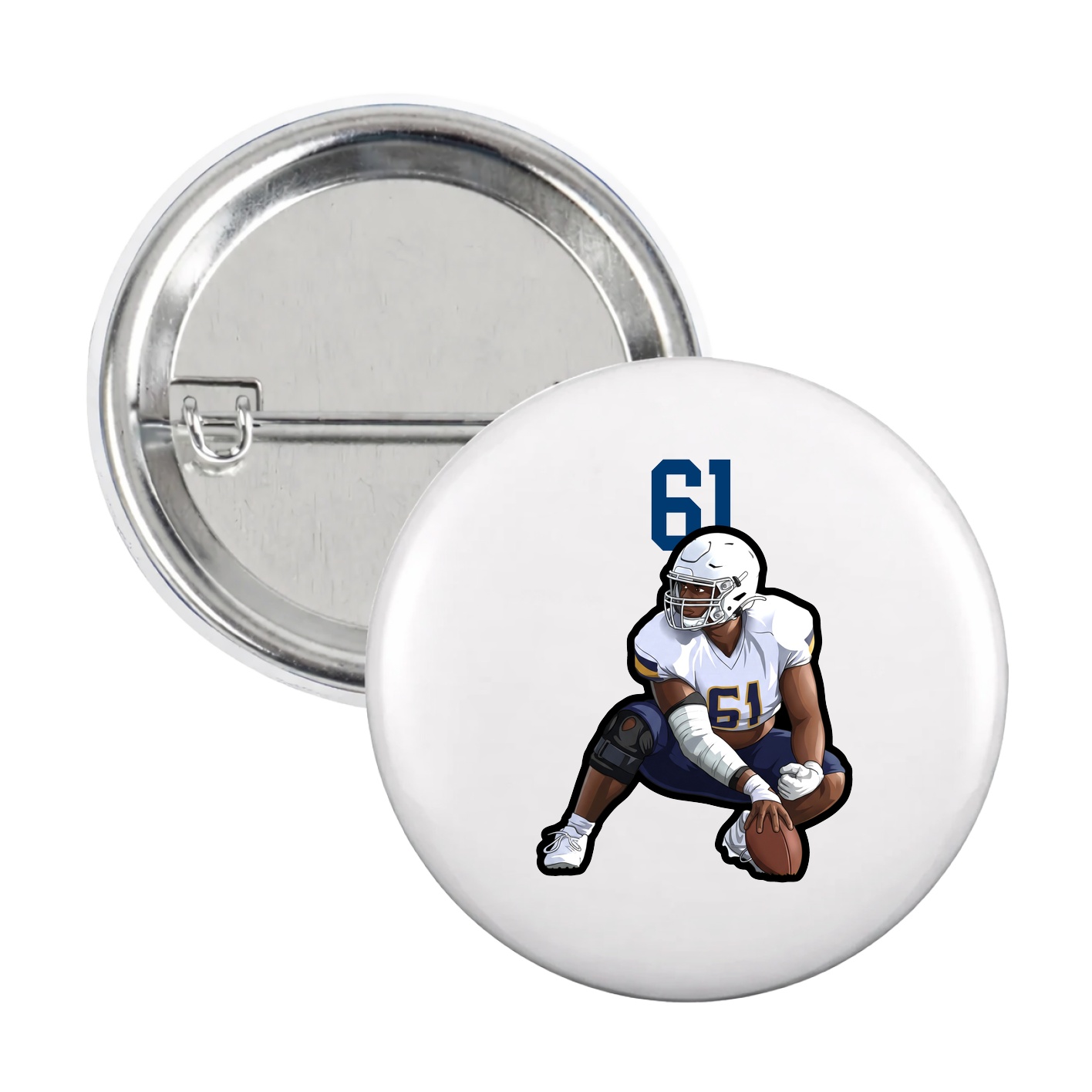 Game Day Button — Number Top in White