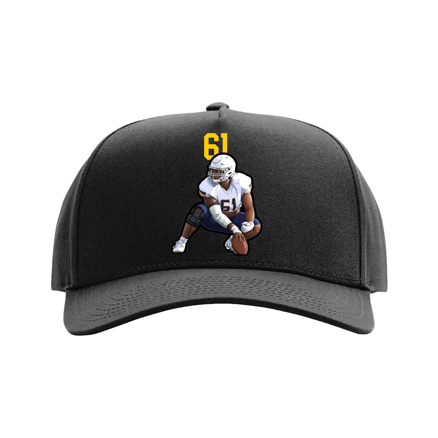 Full Fabric Five-Panel Champ Cap — Number Top in Black