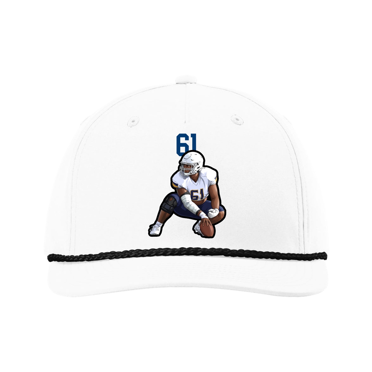 Five-Panel Classic Rope Cap — Number Top in White