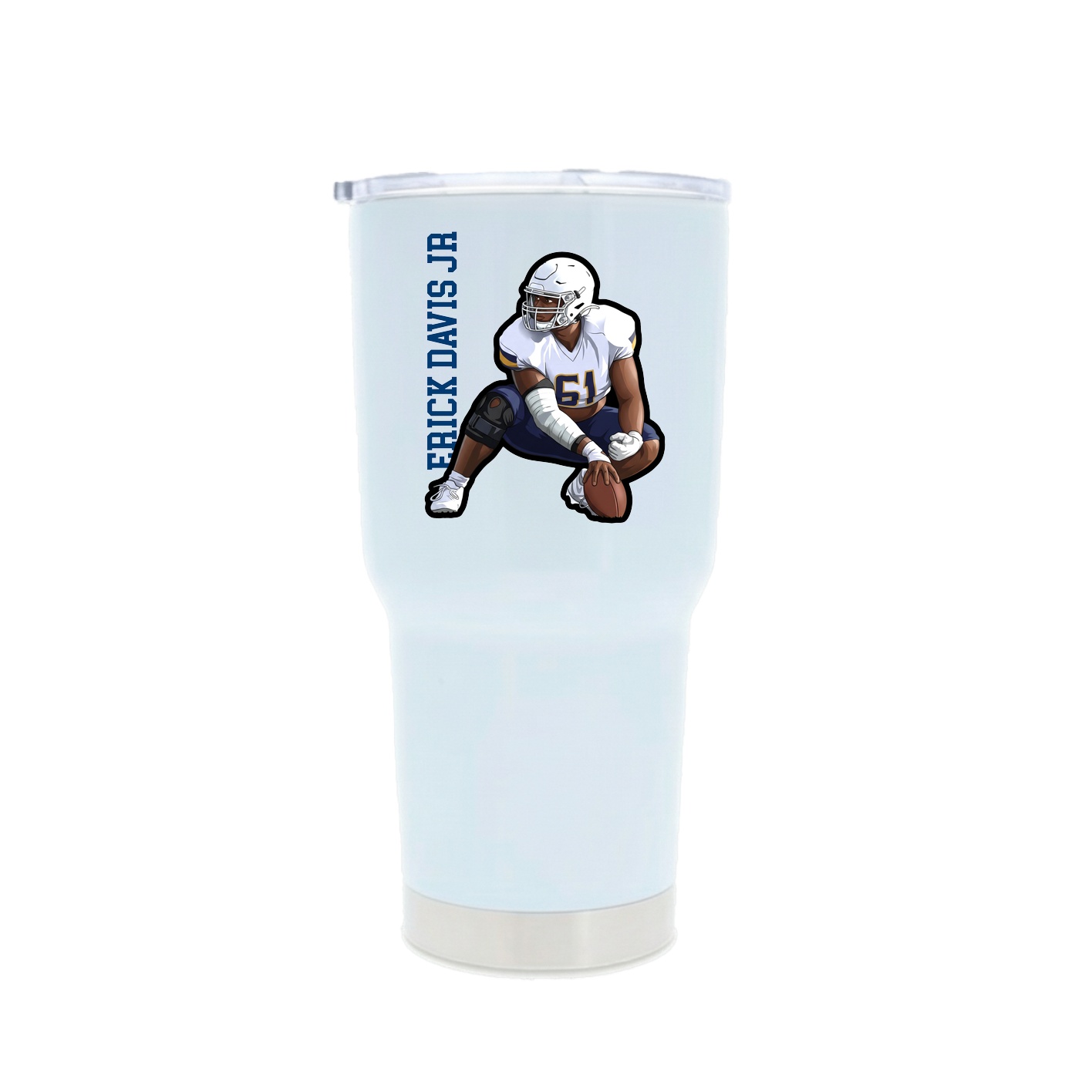30oz Stainless Steel Tumbler — Name Vertical in White