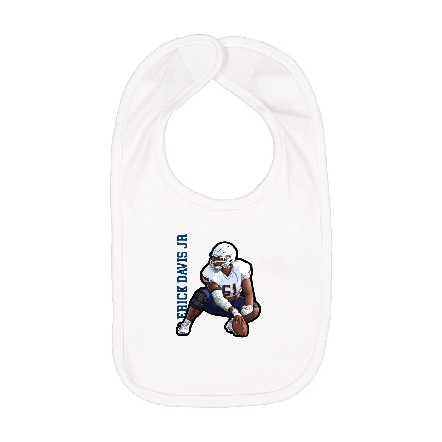 Infant Bib — Name Vertical in White