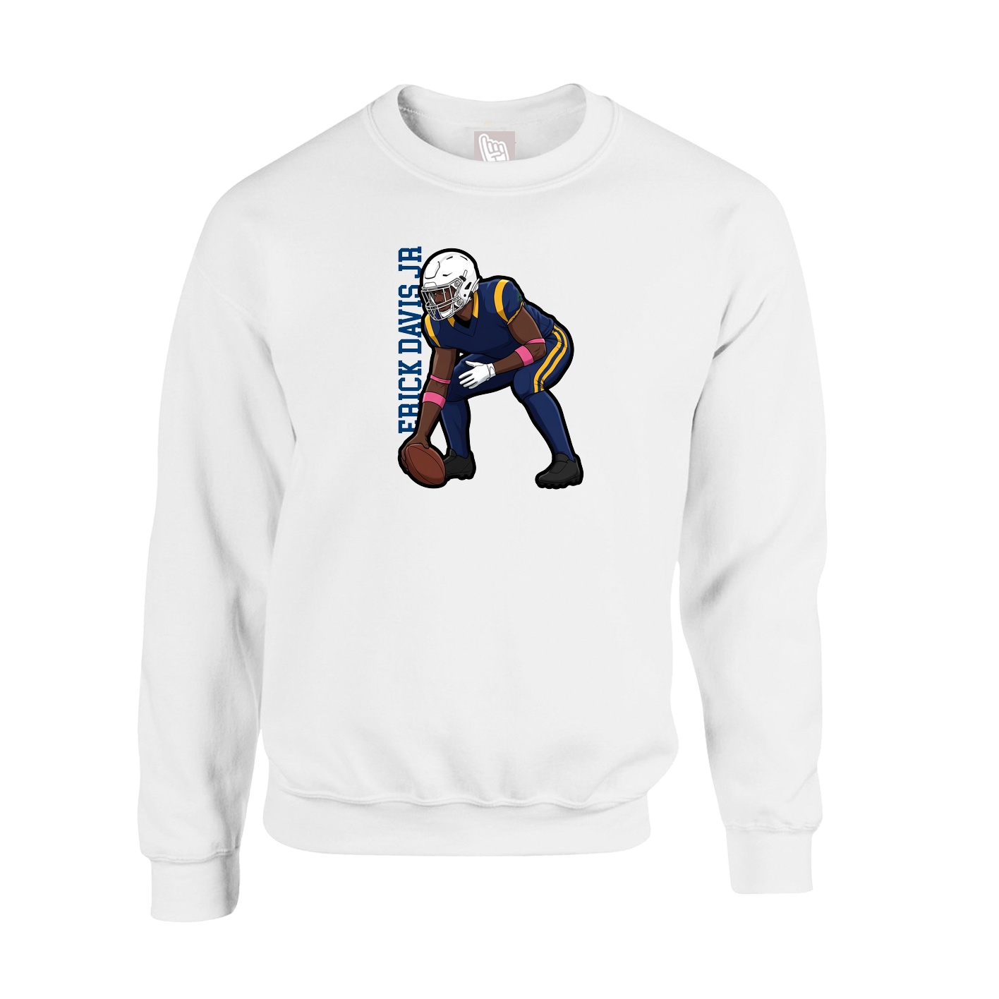 Fleece Crew — Name Vertical in White