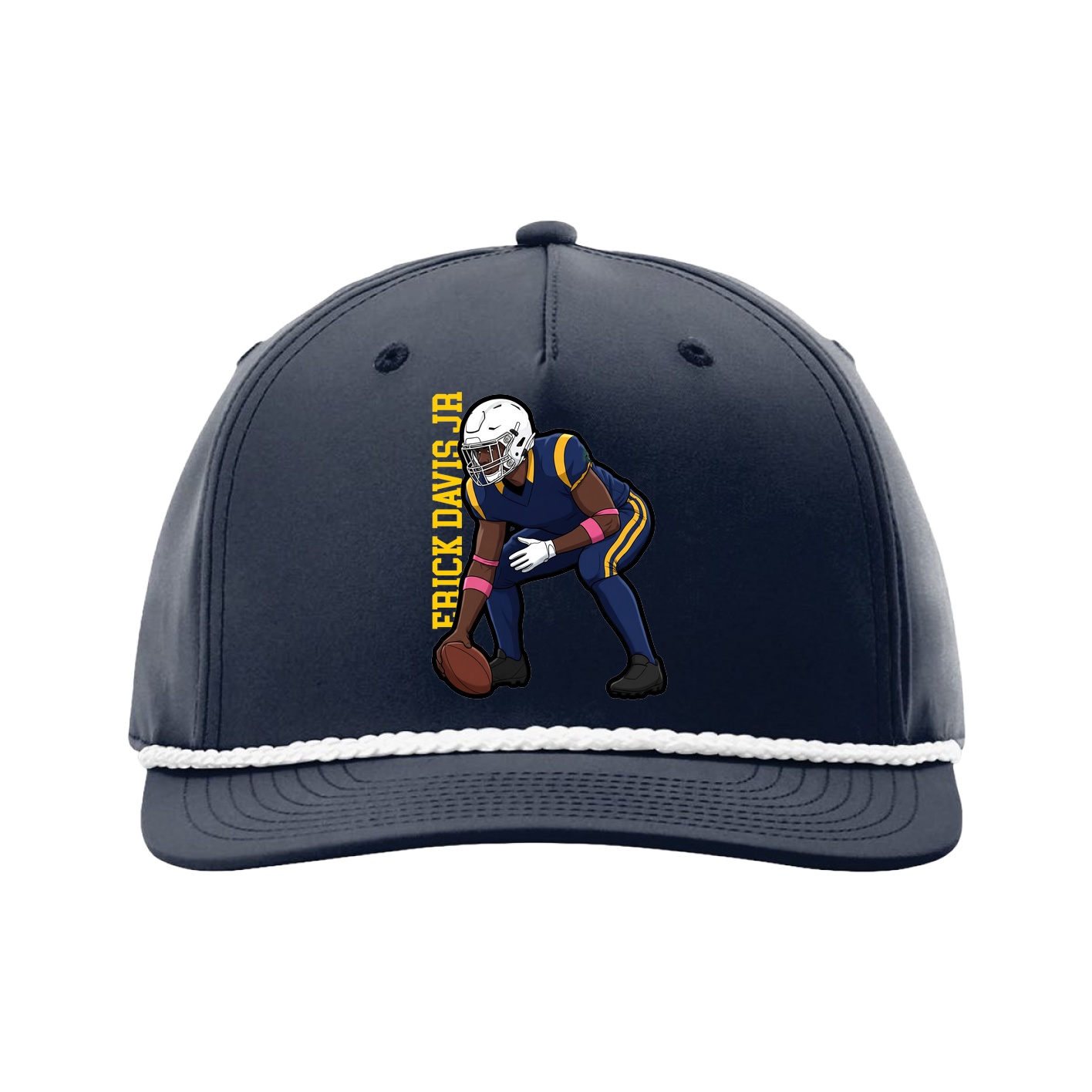 Five-Panel Classic Rope Cap — Name Vertical in Navy